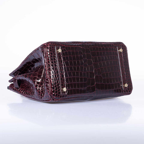 Hermès Birkin 30 Bordeaux Porosus Crocodile Gold Hardware