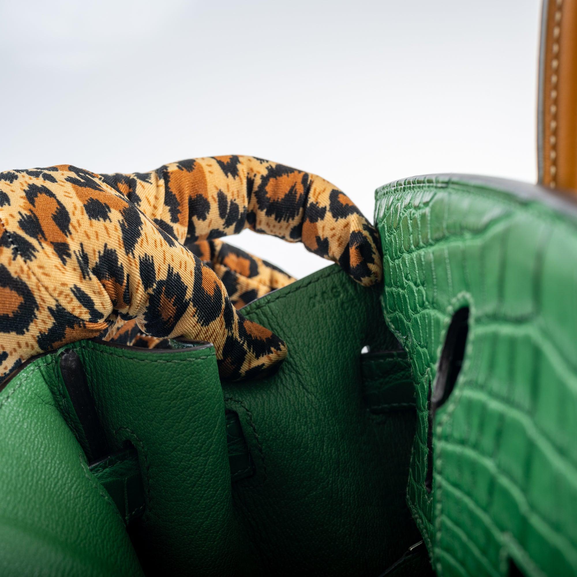 Hermès Birkin 30 Cactus Matte Alligator with Natural-Sable Matte Veau Butler and Palladium Hardware