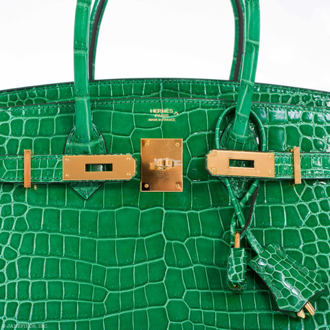 Hermes Kelly 25 In Cactus Green: Crocodile