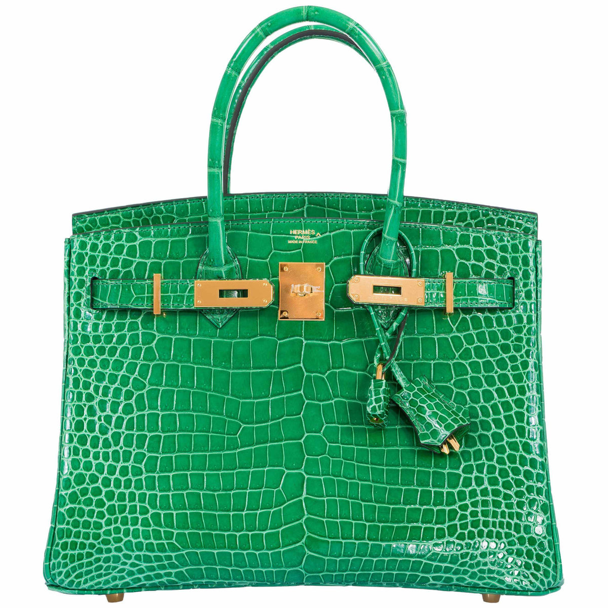 An absolute SHOWSTOPPER! The holy grail Hermes Birkin 30 in shiny porosus  crocodile leather is a rare find, and a true collector's dream!…