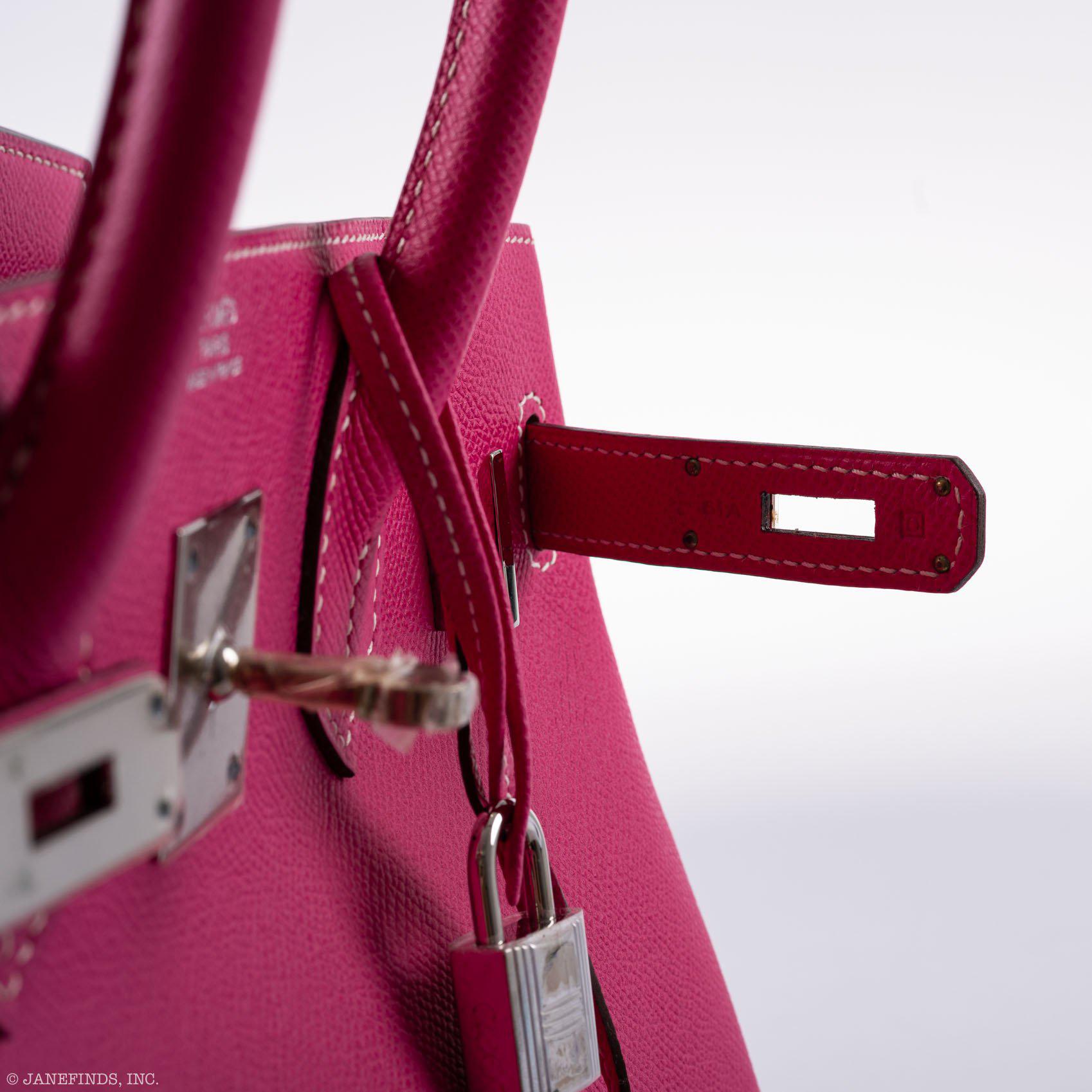 Hermès Birkin 30 Candy Collection Rose Tyrien & Rubis Epsom White Stitching Palladium Hardware - Q, Square