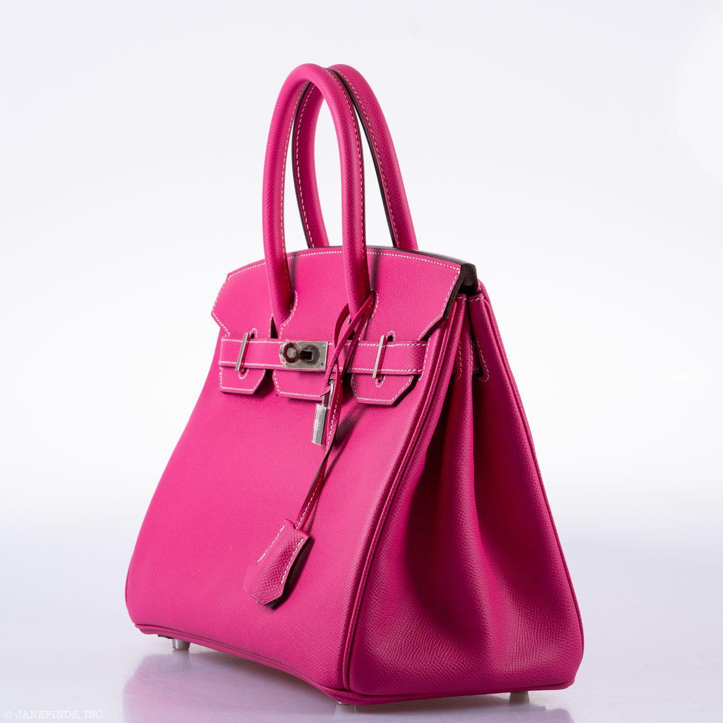 Hermès Birkin 30 Candy Collection Rose Tyrien & Rubis Epsom White Stitching Palladium Hardware - Q, Square