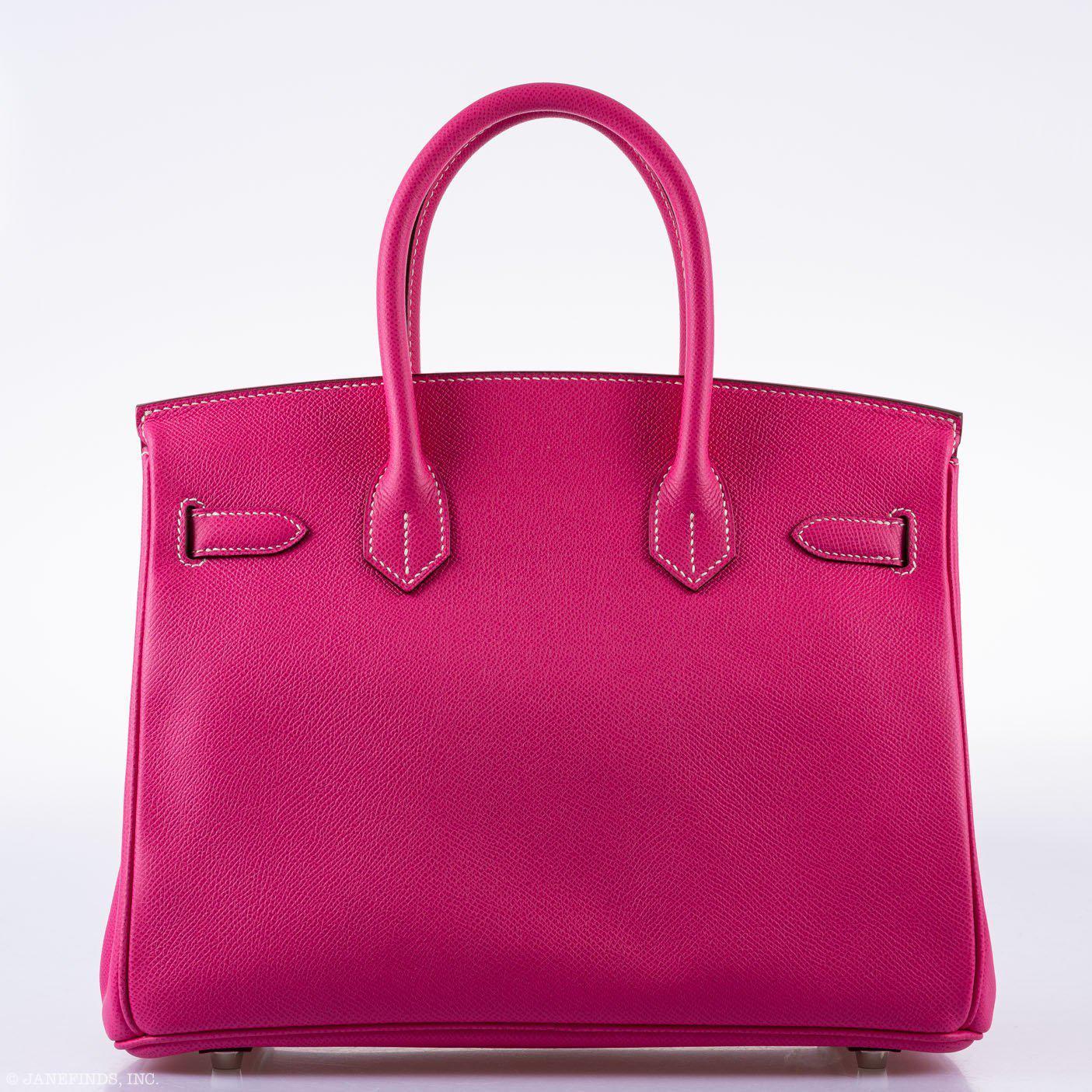 Hermès Birkin 30 Candy Collection Rose Tyrien & Rubis Epsom White Stitching Palladium Hardware - Q, Square