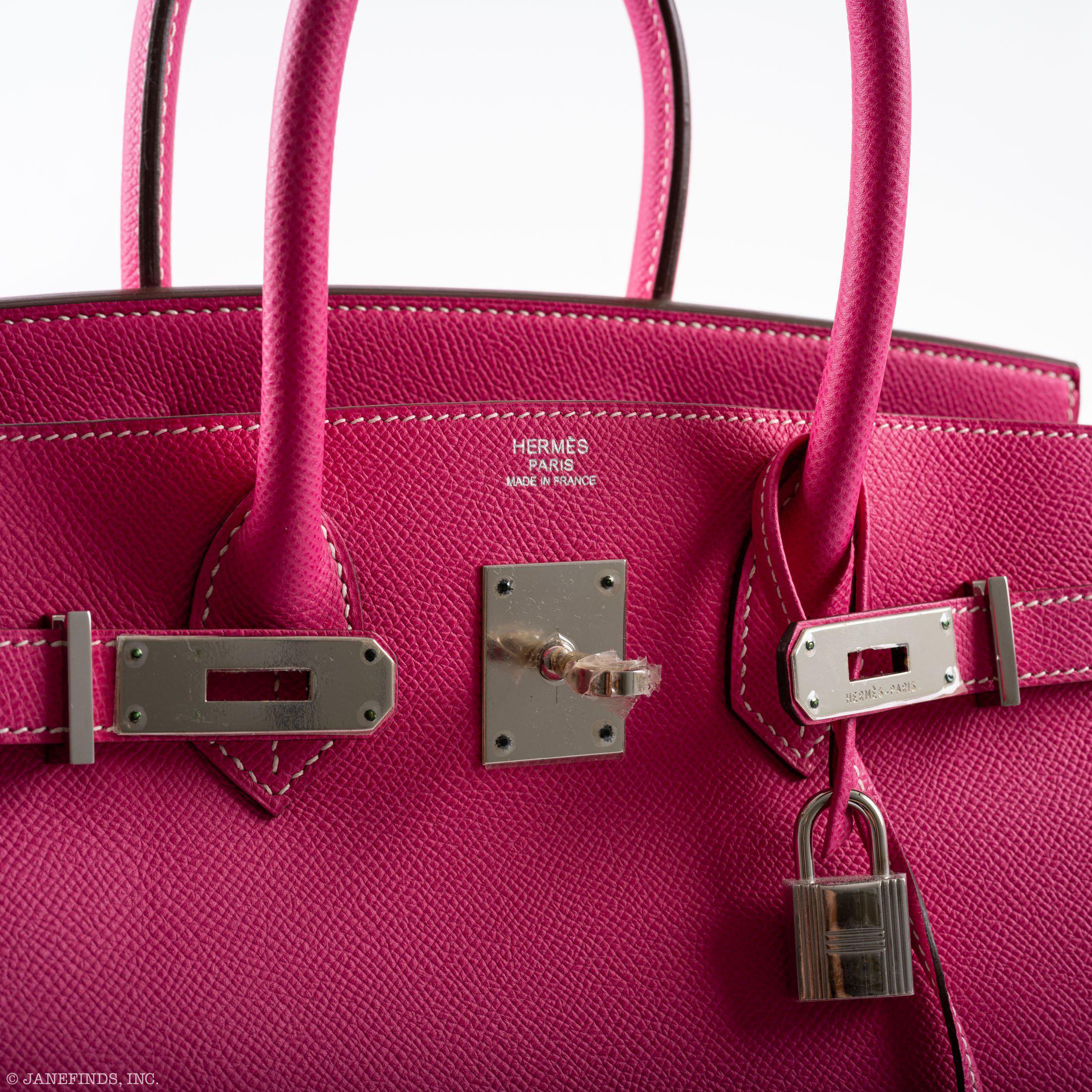 Hermès Birkin 30 Candy Collection Rose Tyrien & Rubis Epsom White Stitching Palladium Hardware - Q, Square