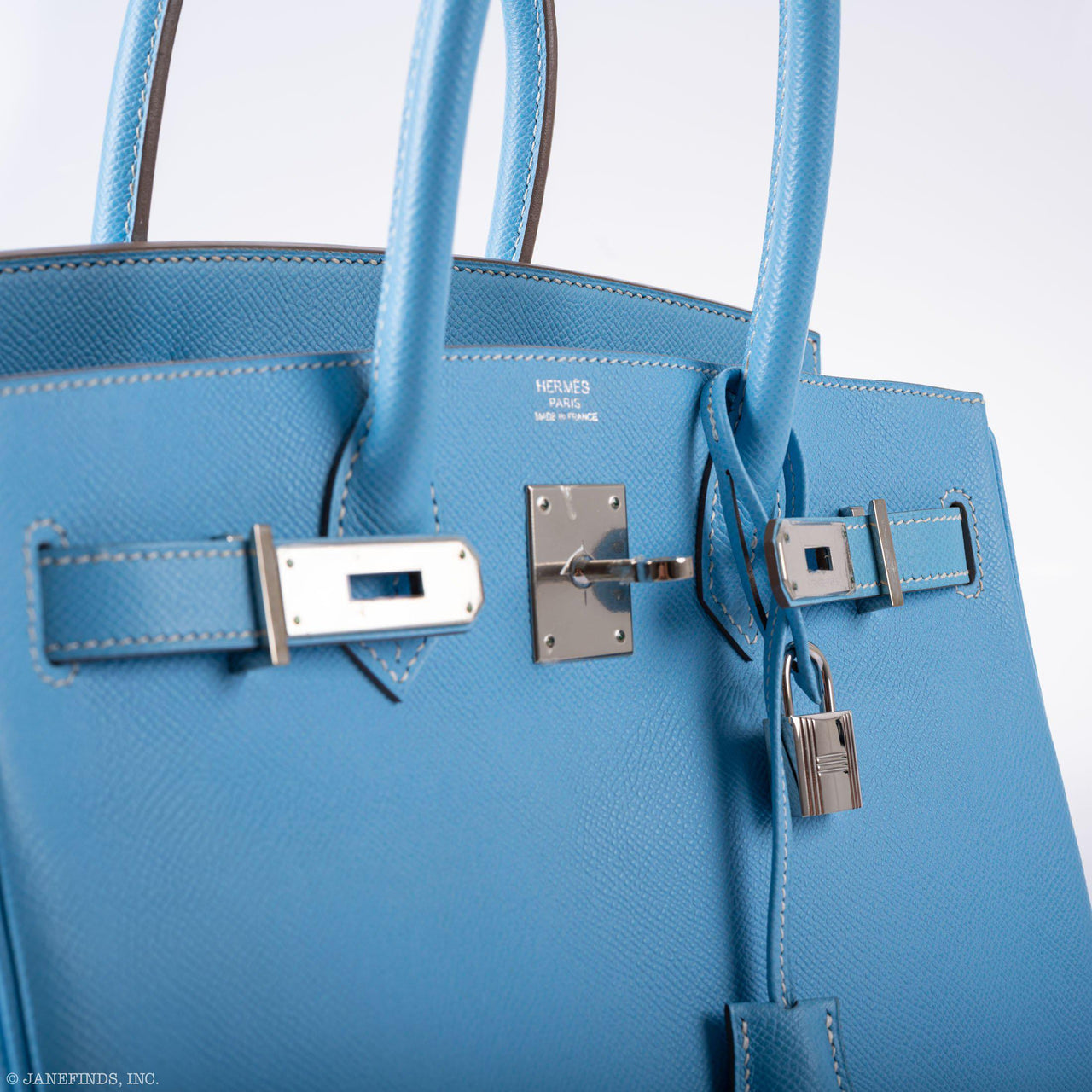 Hermès Birkin 30 Celeste Blue Epsom Palladium Hardware – JaneFinds