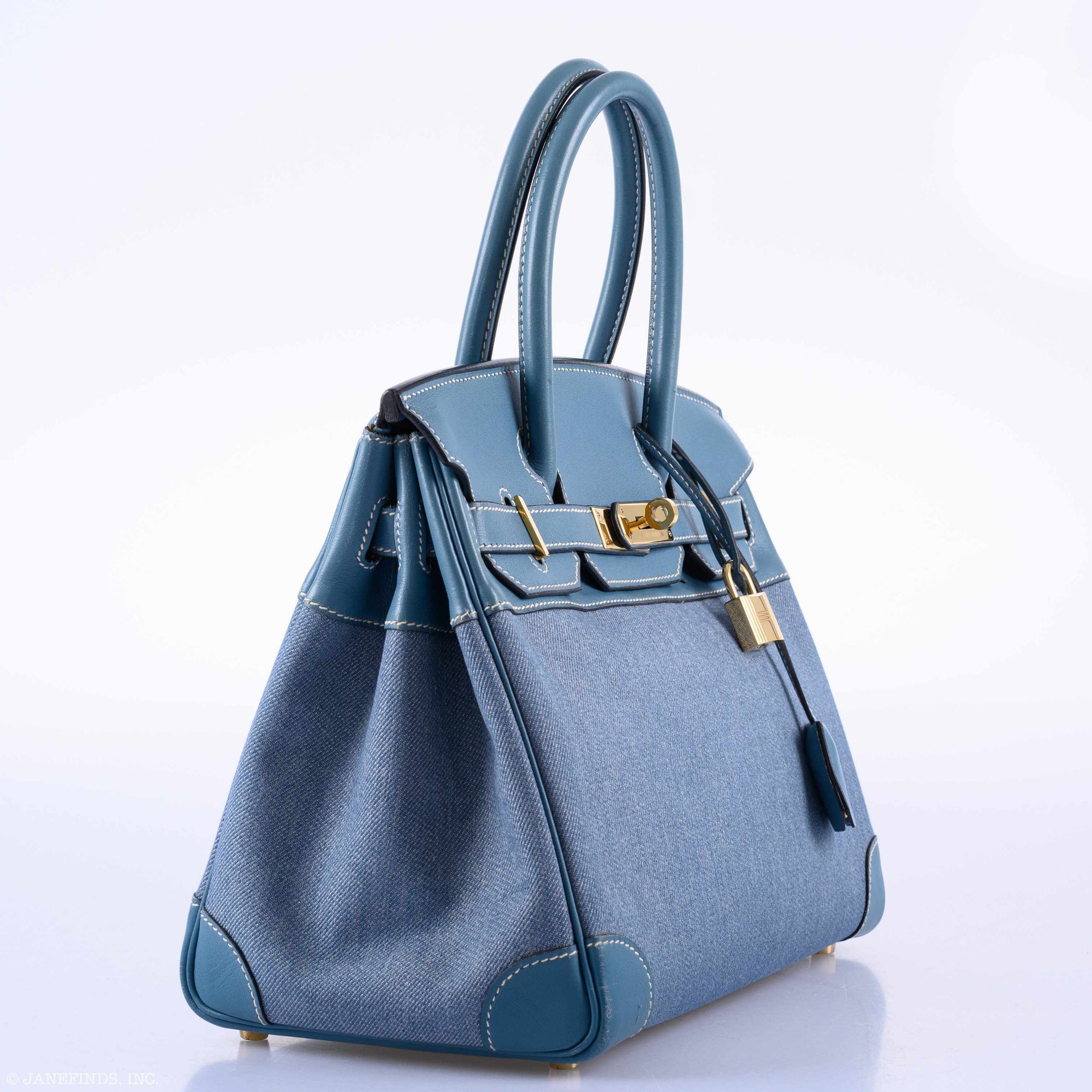 Hermès Birkin 30 Denim & Blue Jean Gulliver Leather Gold Hardware