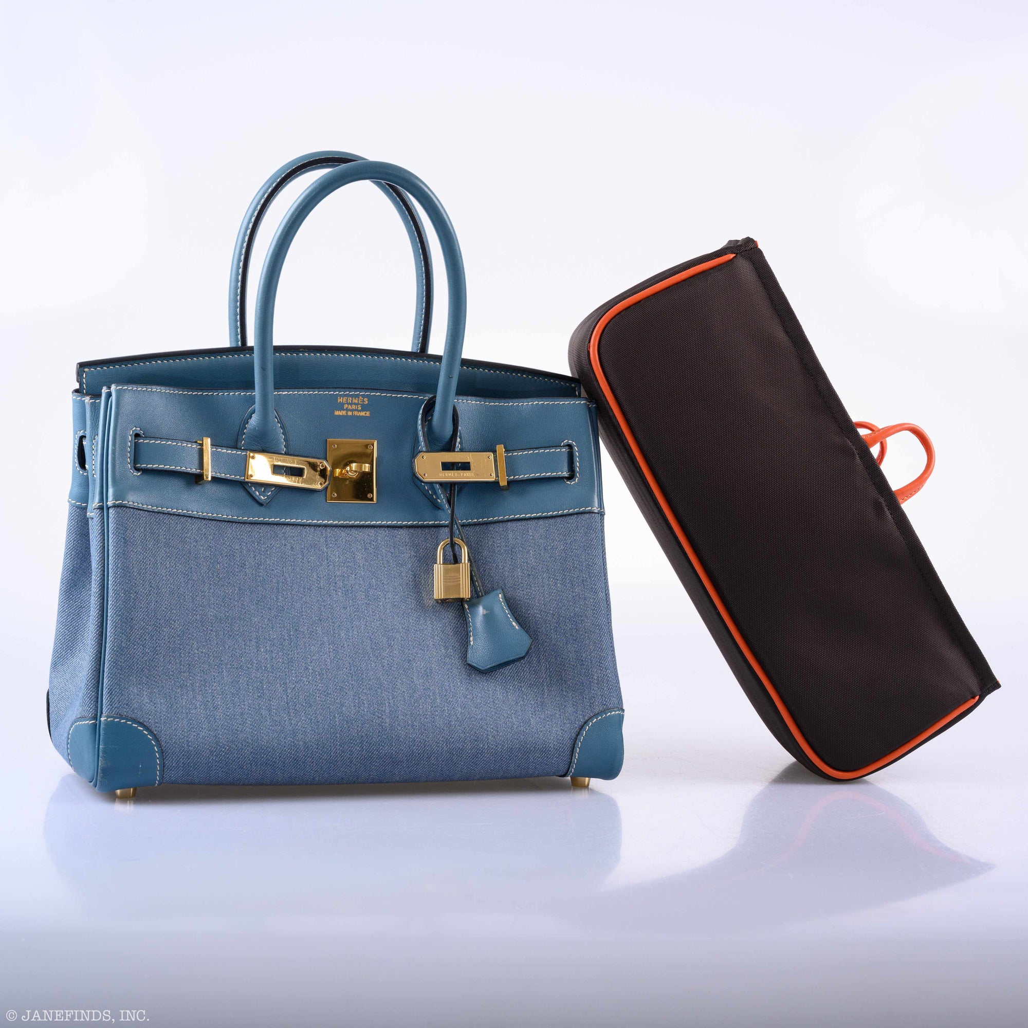 Hermès Birkin 30 Denim & Blue Jean Gulliver Leather Gold Hardware