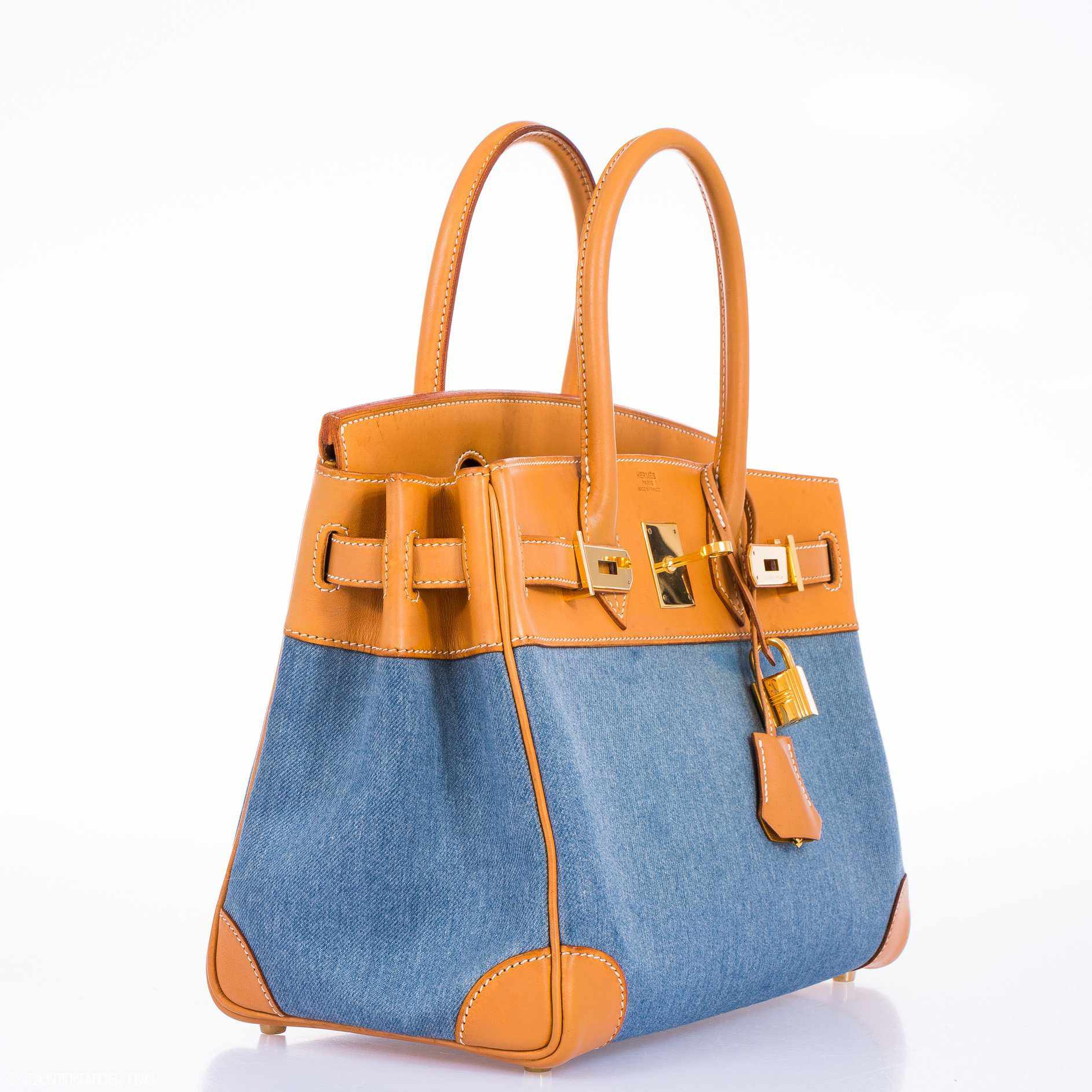 Hermès Birkin 30 Denim & Vache Naturelle Gold Hardware