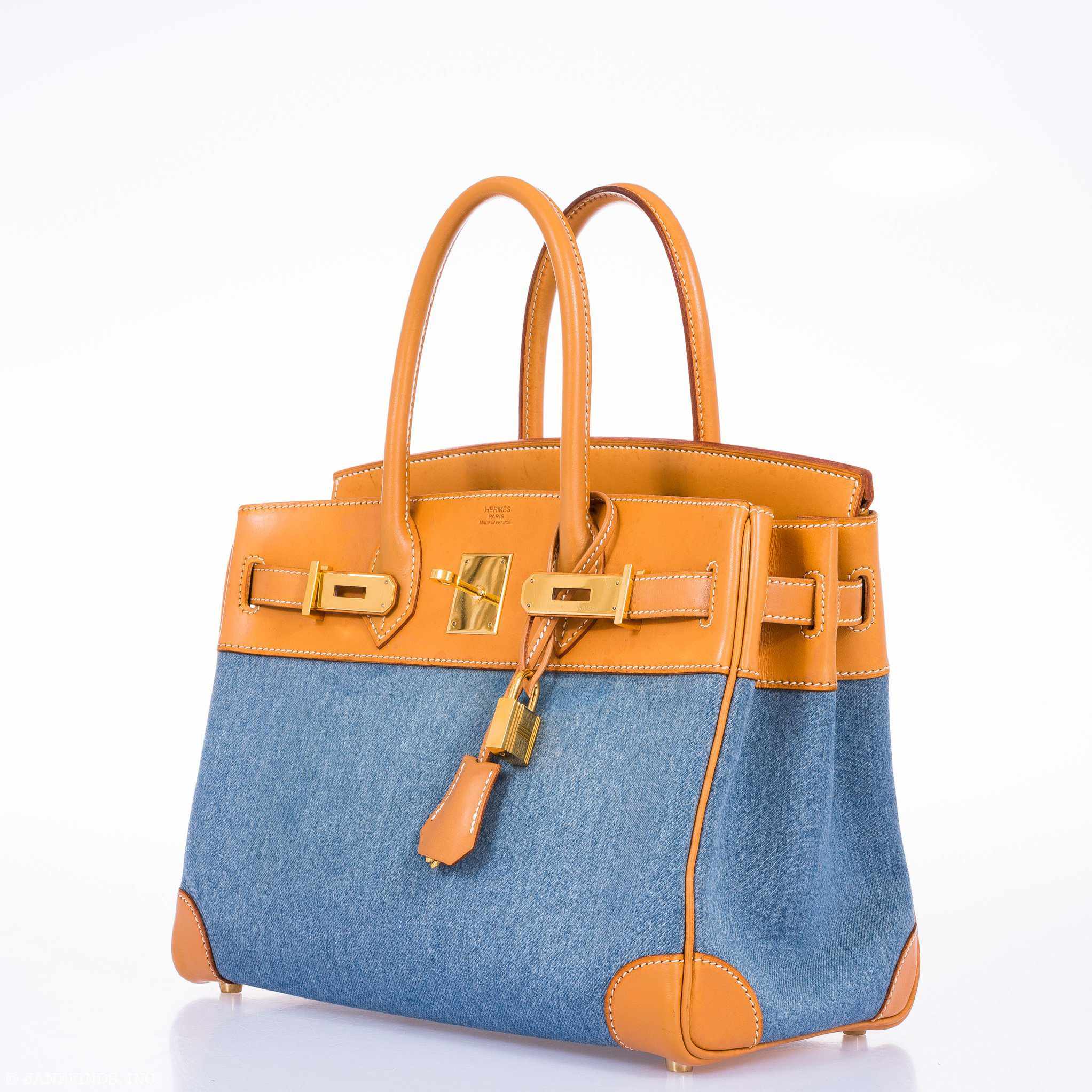 Hermès Birkin 30 Denim & Vache Naturelle Gold Hardware