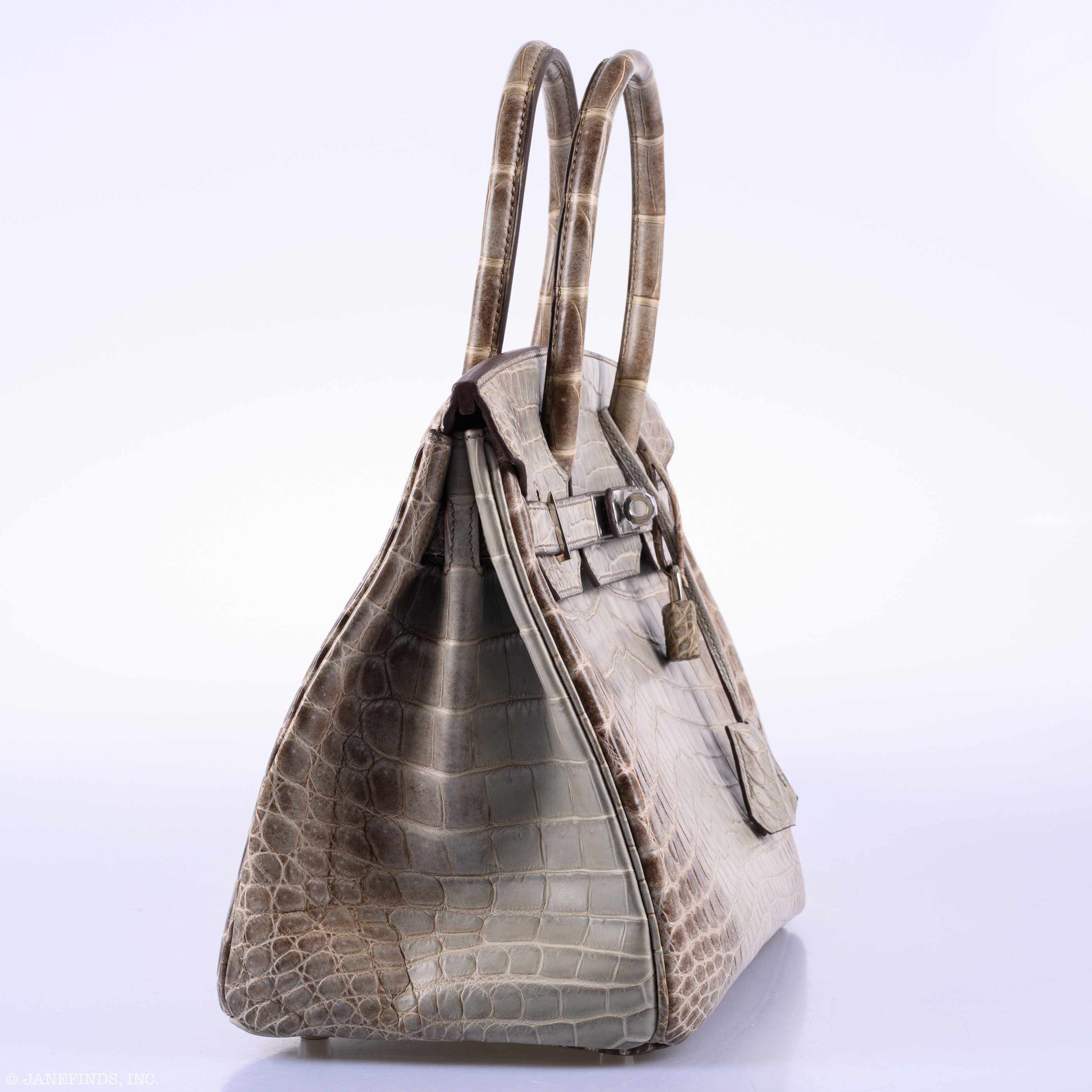 Hermès Birkin 30 Gris Cendre Himalaya Niloticus Crocodile Palladium Hardware - 2013