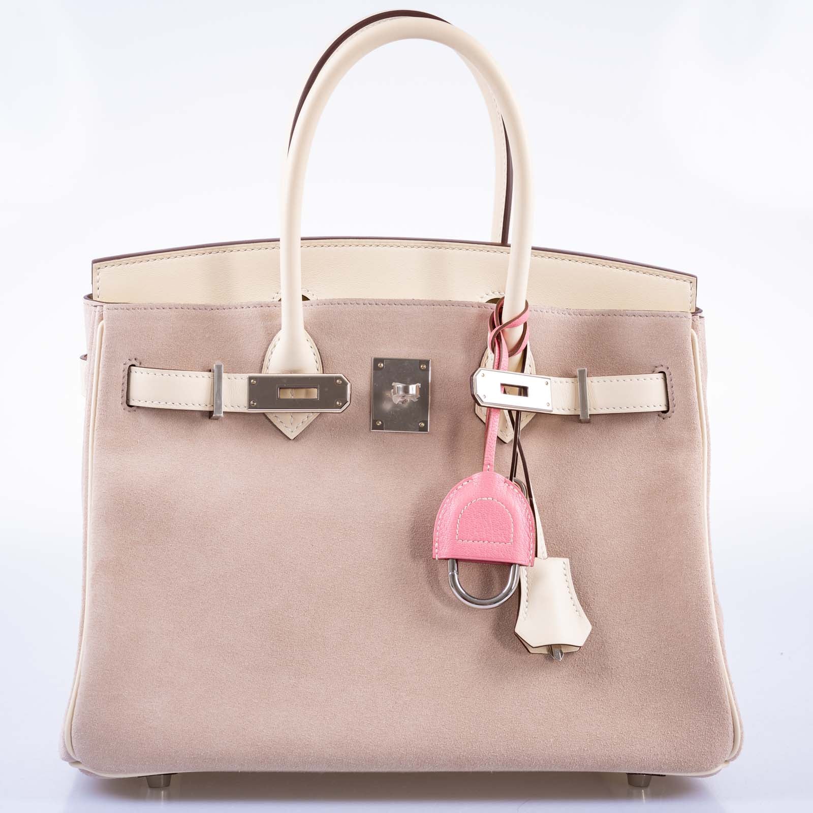 Hermès Birkin 30 Grizzly Glycine Doblis Suede Nata Swift Palladium Hardware