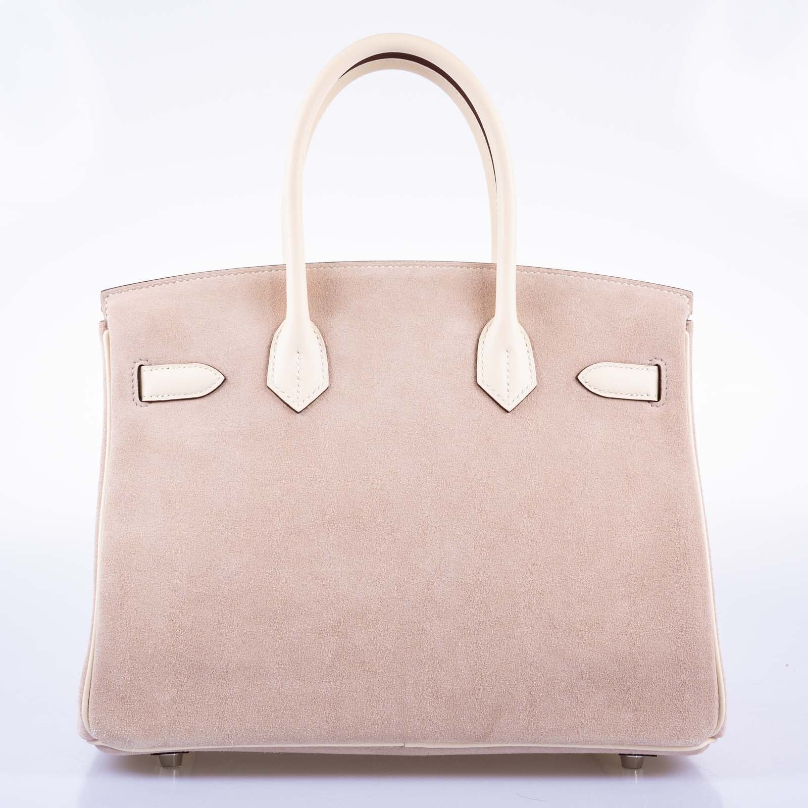 Hermès Birkin 30 Grizzly Glycine Doblis Suede Nata Swift Palladium Hardware