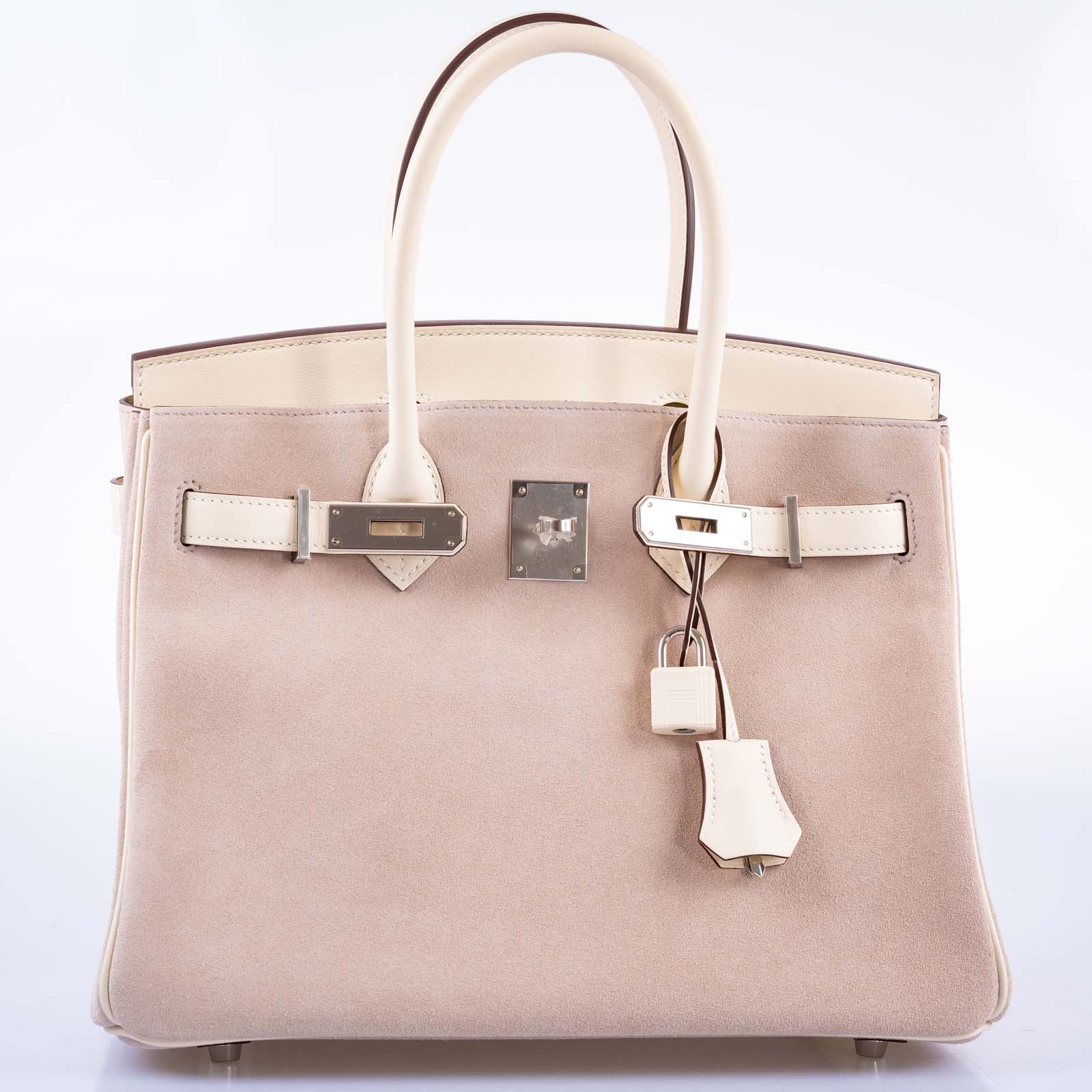 Hermès Birkin 30 Grizzly Glycine Doblis Suede Nata Swift Palladium Hardware