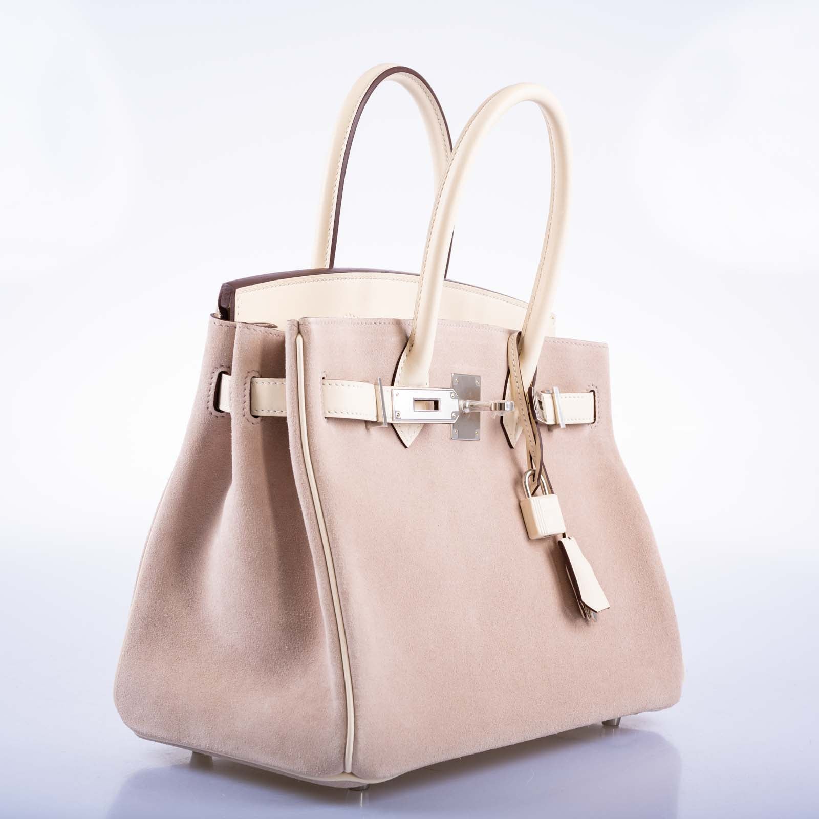 Hermès Birkin 30 Grizzly Glycine Doblis Suede Nata Swift Palladium Hardware