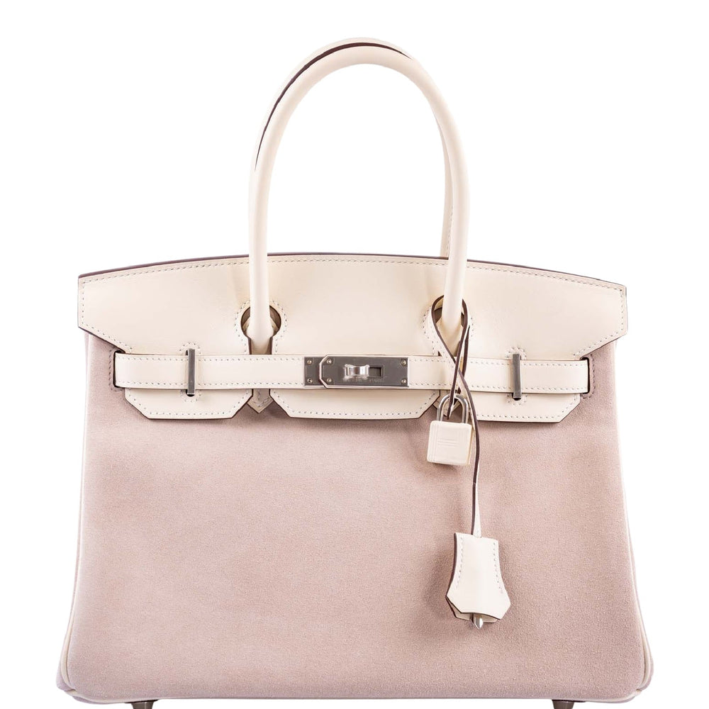 Hermès Birkin 30 Grizzly Glycine Doblis Suede Nata Swift Palladium Hardware