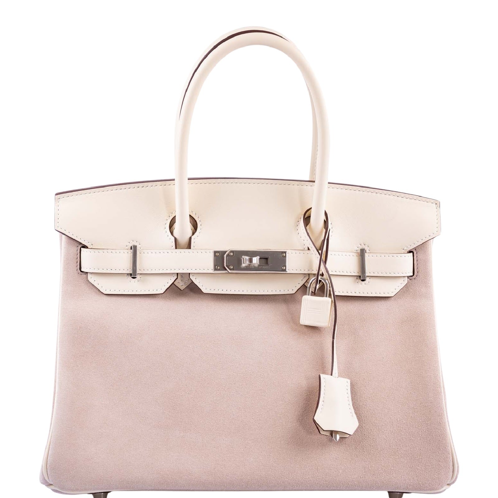 Hermès Birkin 30 Grizzly Glycine Doblis Suede Nata Swift Palladium Hardware