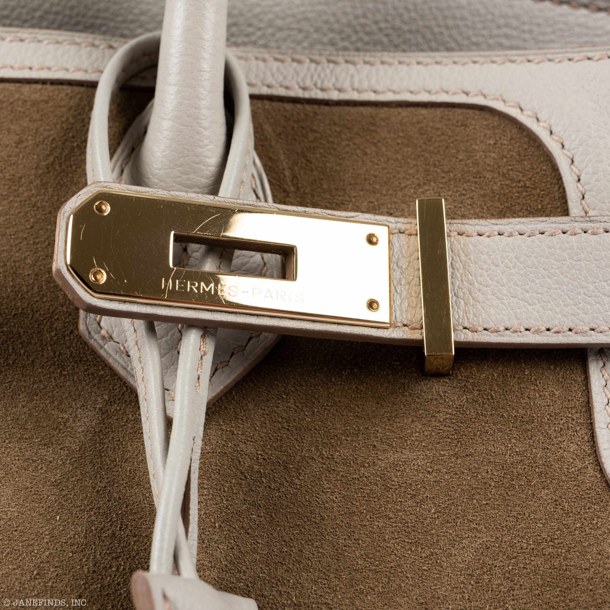 Hermès Birkin 30 Grizzly Gris Perle Swift & Suede Permabrass Hardware