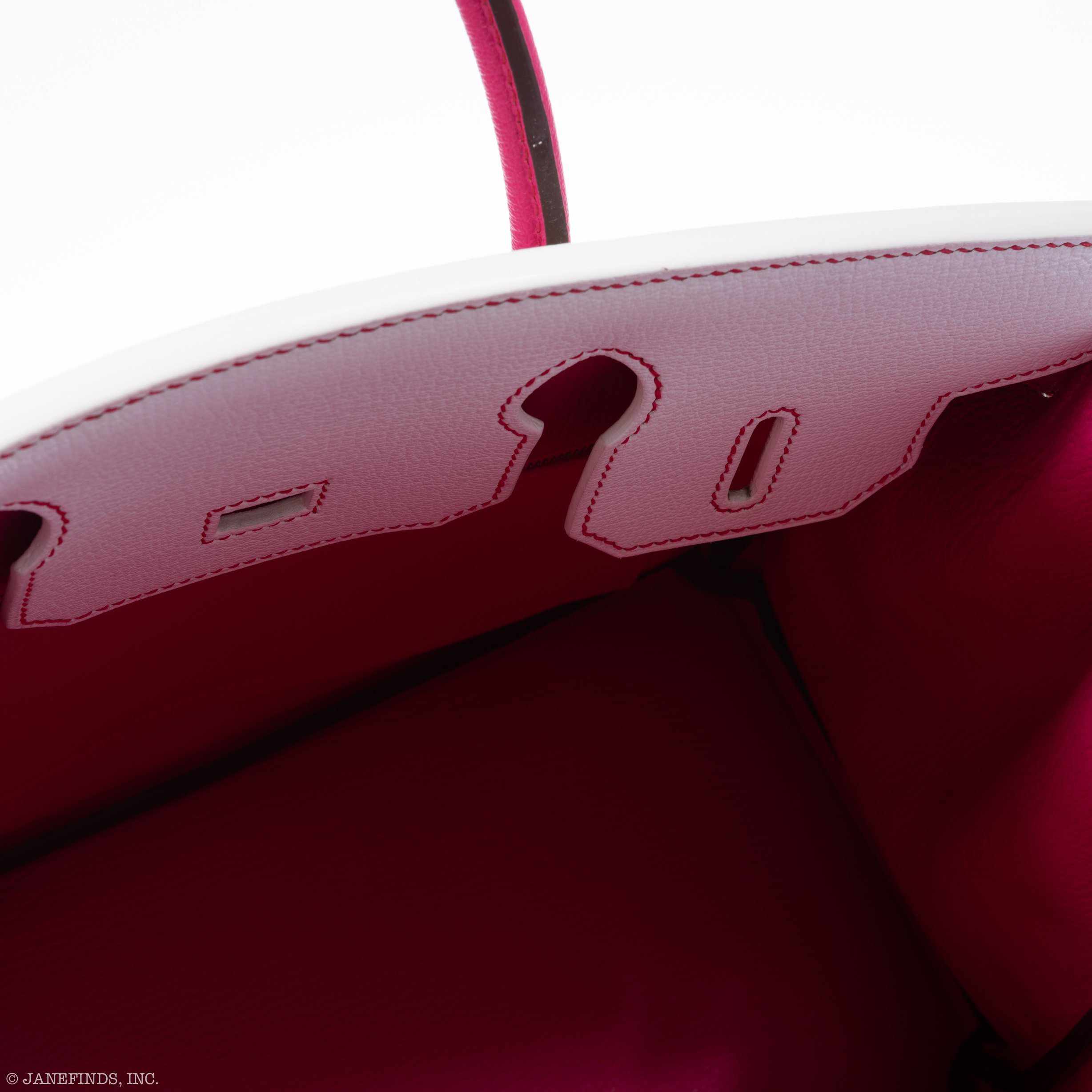 Hermès Birkin 30 HSS Bi-Color White & Fuchsia Chevre Palladium Hardware