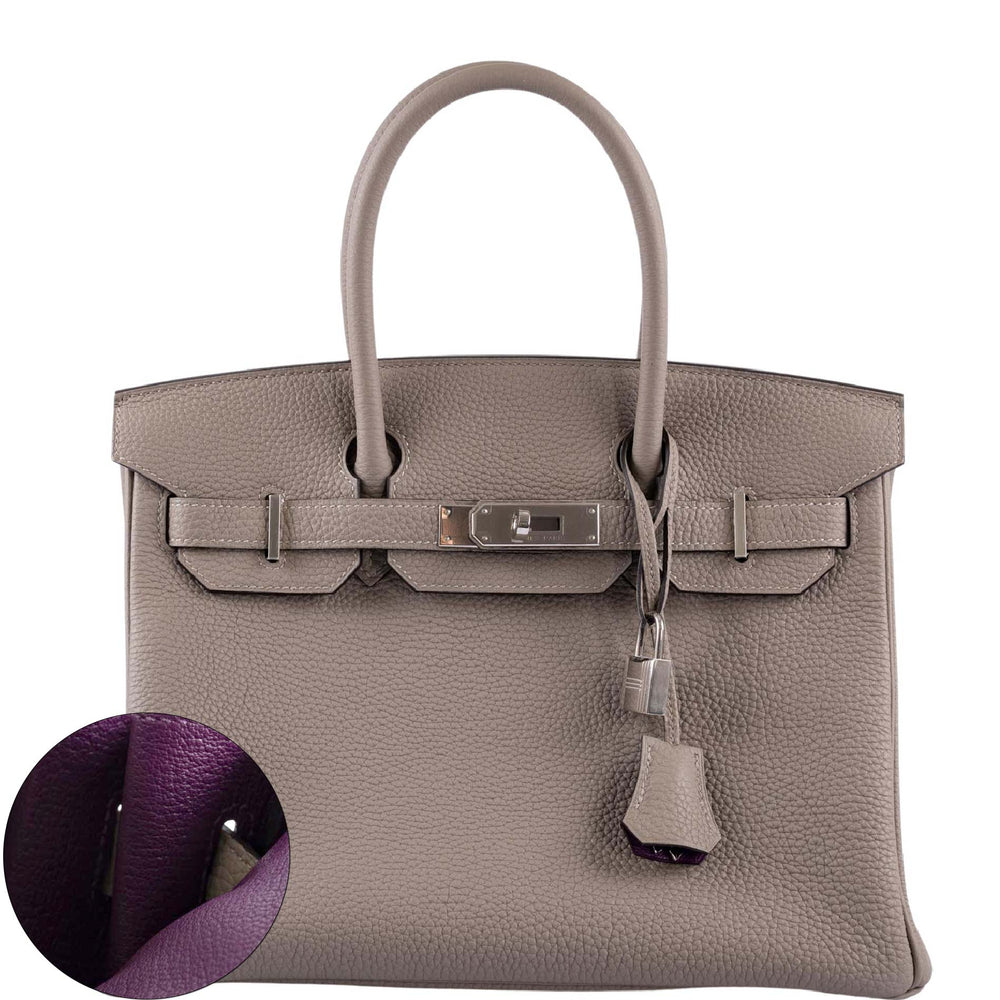 Hermès Birkin 30 HSS Gris Asphalte Togo and Cassis Chèvre Palladium Hardware