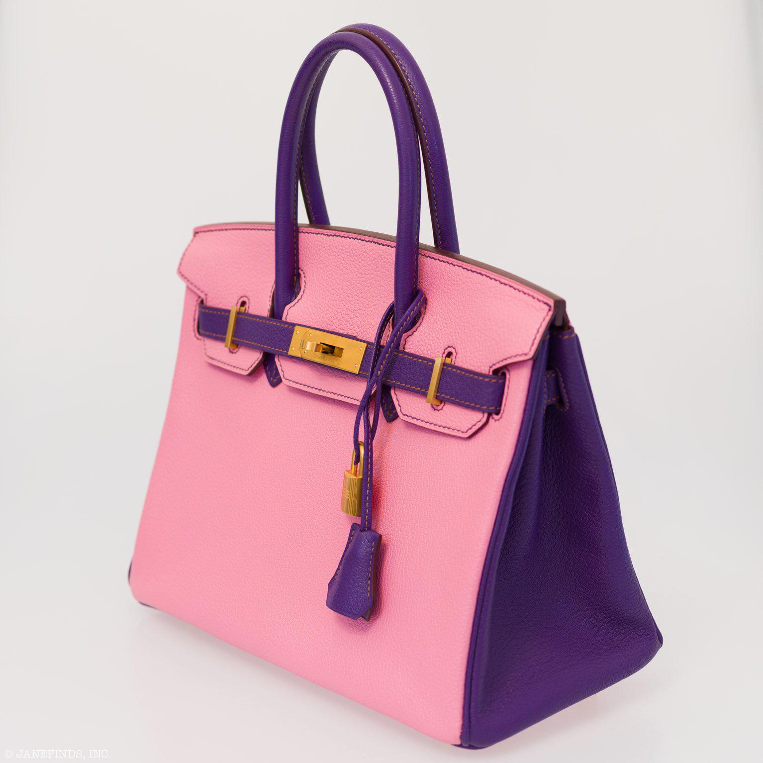 Hermès Birkin 30 HSS Rose Confetti & Anemone Chevre leather Brushed Gold Hardware