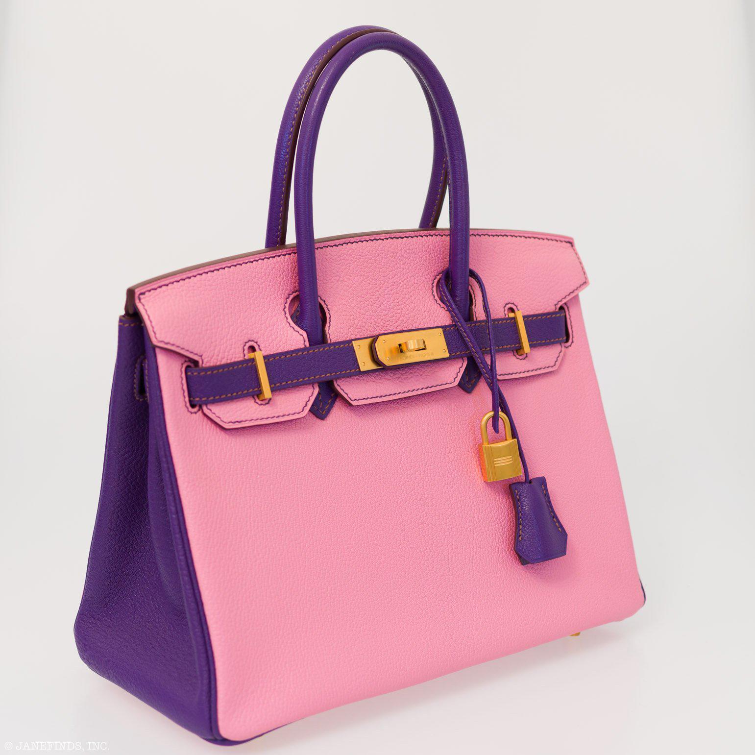 Hermès Birkin 30 HSS Rose Confetti & Anemone Chevre leather Brushed Gold Hardware