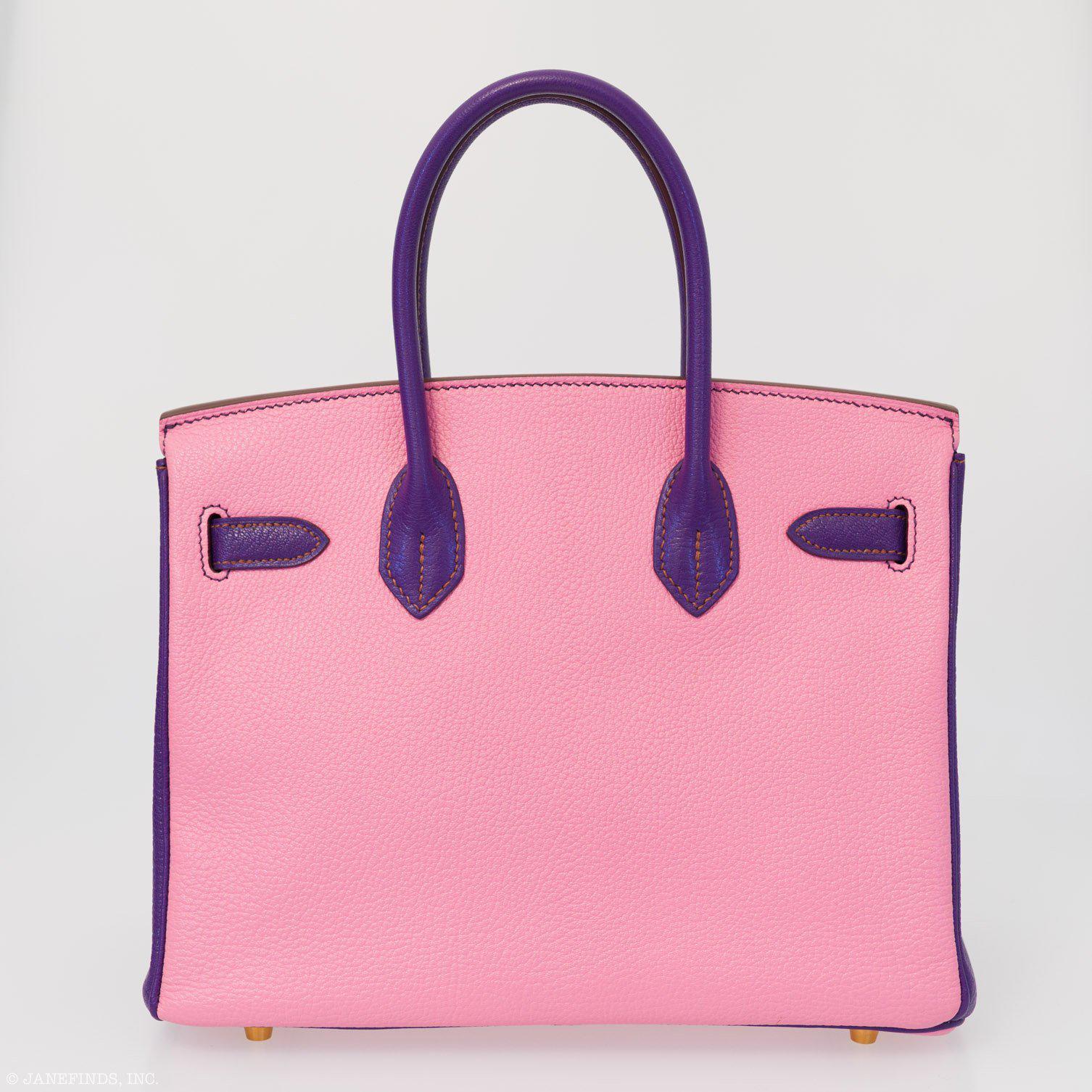 Hermès Birkin 30 HSS Rose Confetti & Anemone Chevre leather Brushed Gold Hardware