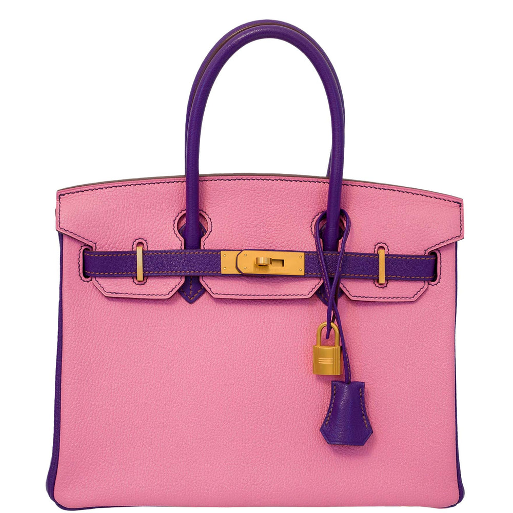 Hermès Birkin 30 HSS Rose Confetti & Anemone Chevre leather Brushed Gold Hardware