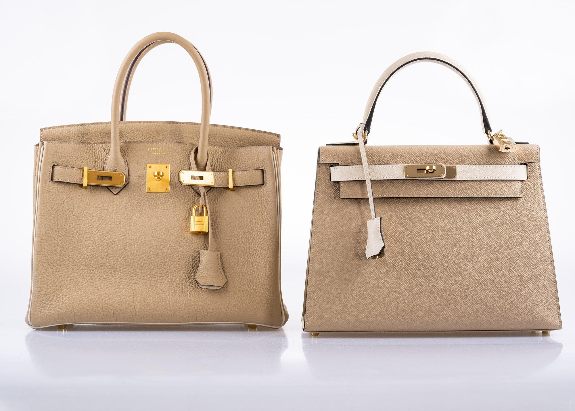 Hermès Birkin 30 HSS Trench Craie Piping Togo Brushed Gold Hardware