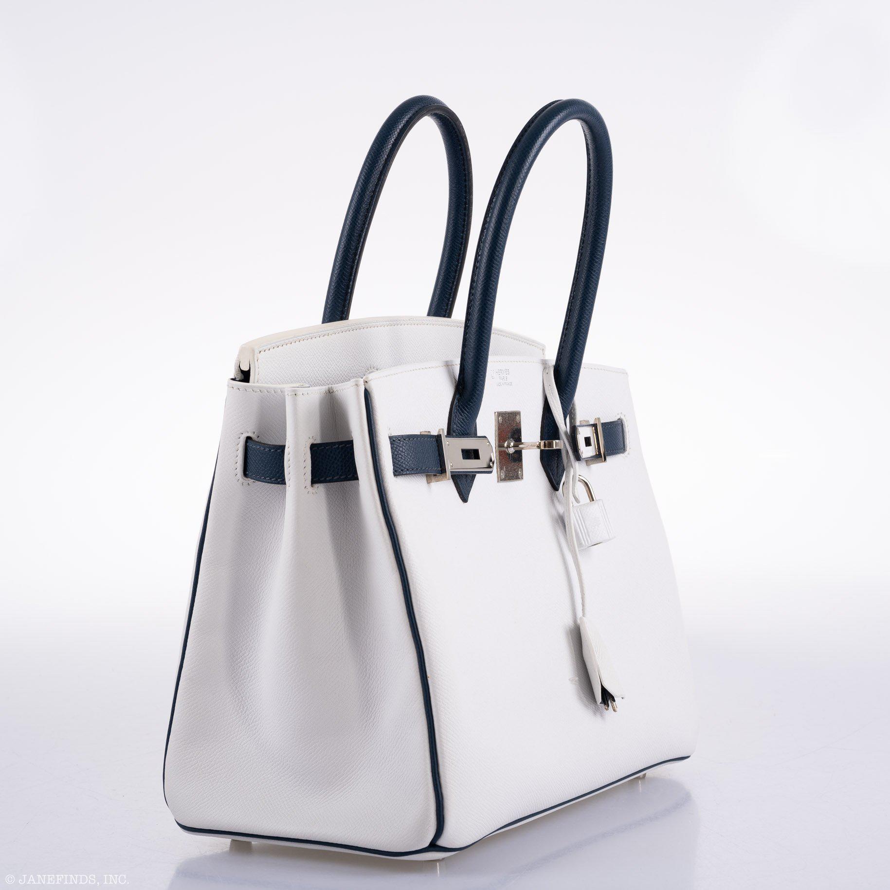 Hermès Birkin 30 HSS White & Blue Marine Epsom leather Palladium Hardware