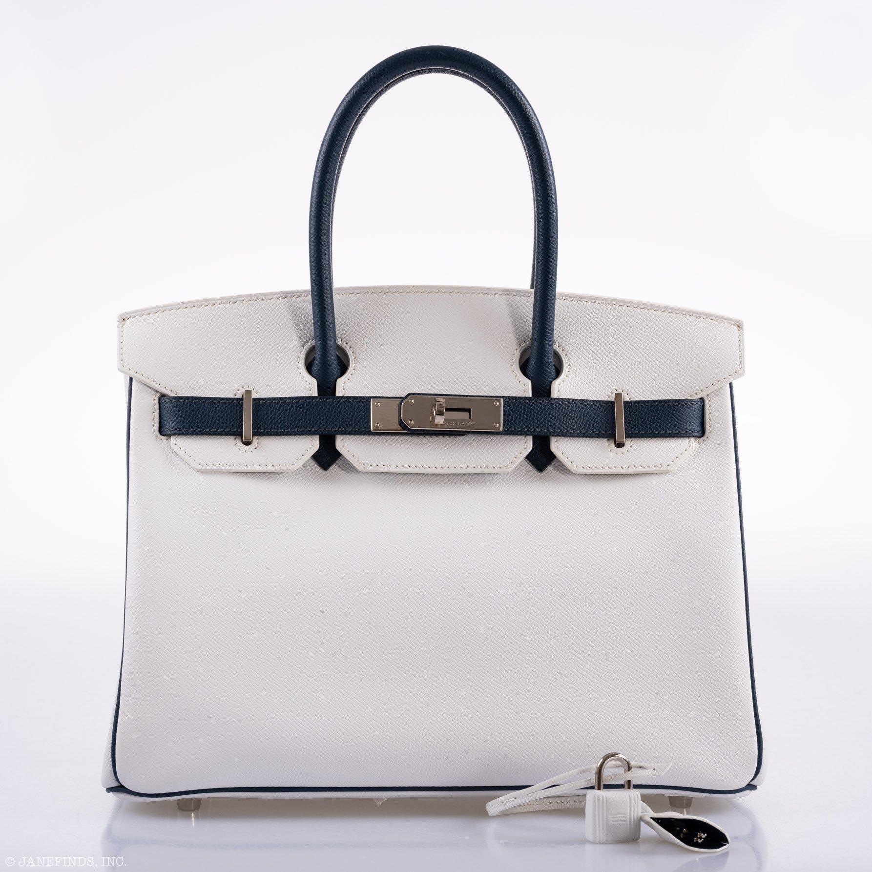 Hermès Birkin 30 HSS White & Blue Marine Epsom leather Palladium Hardware