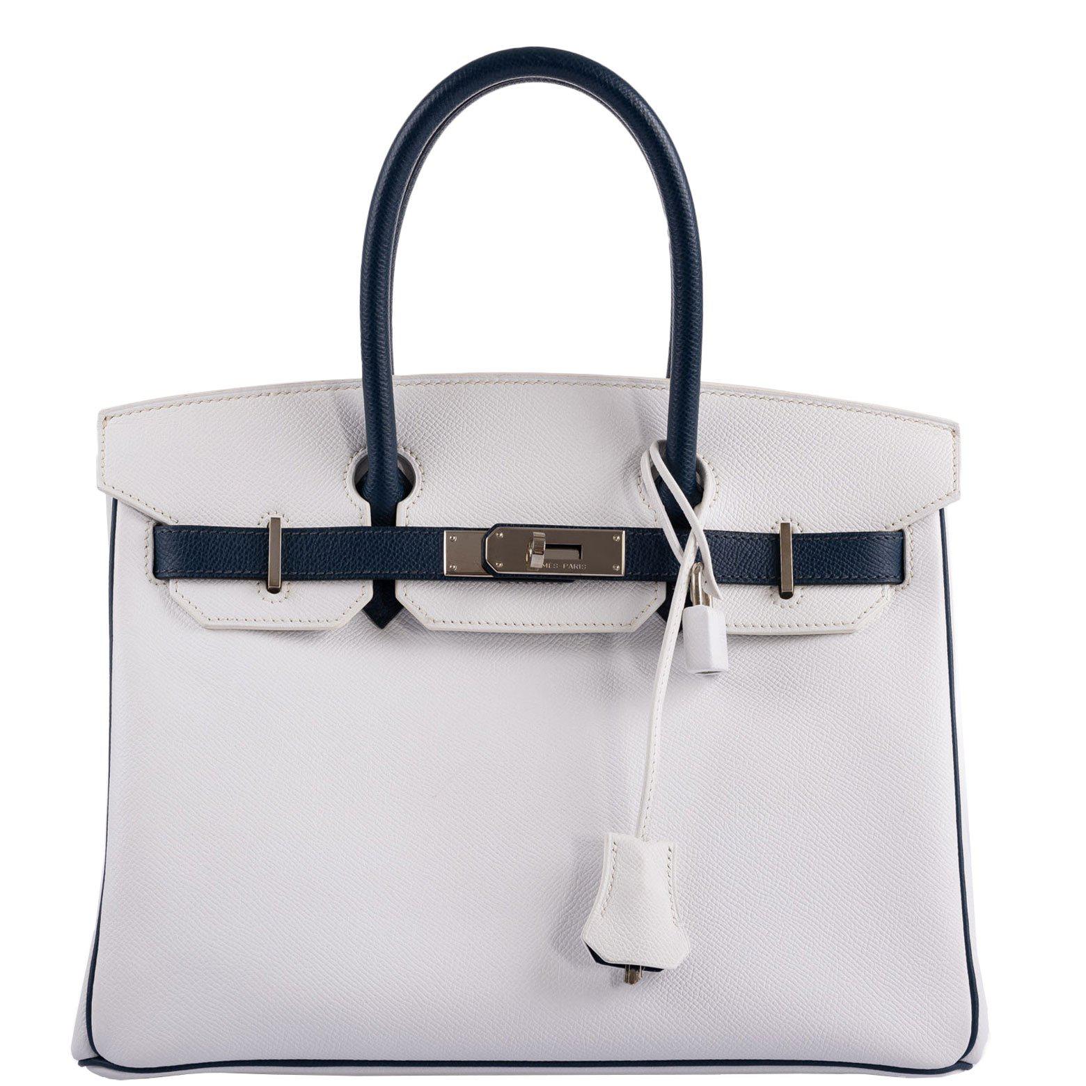 Hermès Birkin 30 HSS White & Blue Marine Epsom leather Palladium Hardware