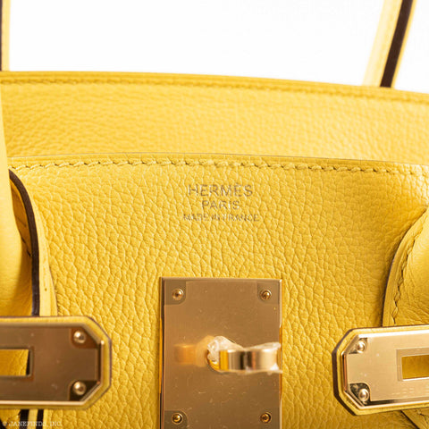 Hermès Birkin 30 Jaune de Naples Taurillon Novillo Gold Hardware