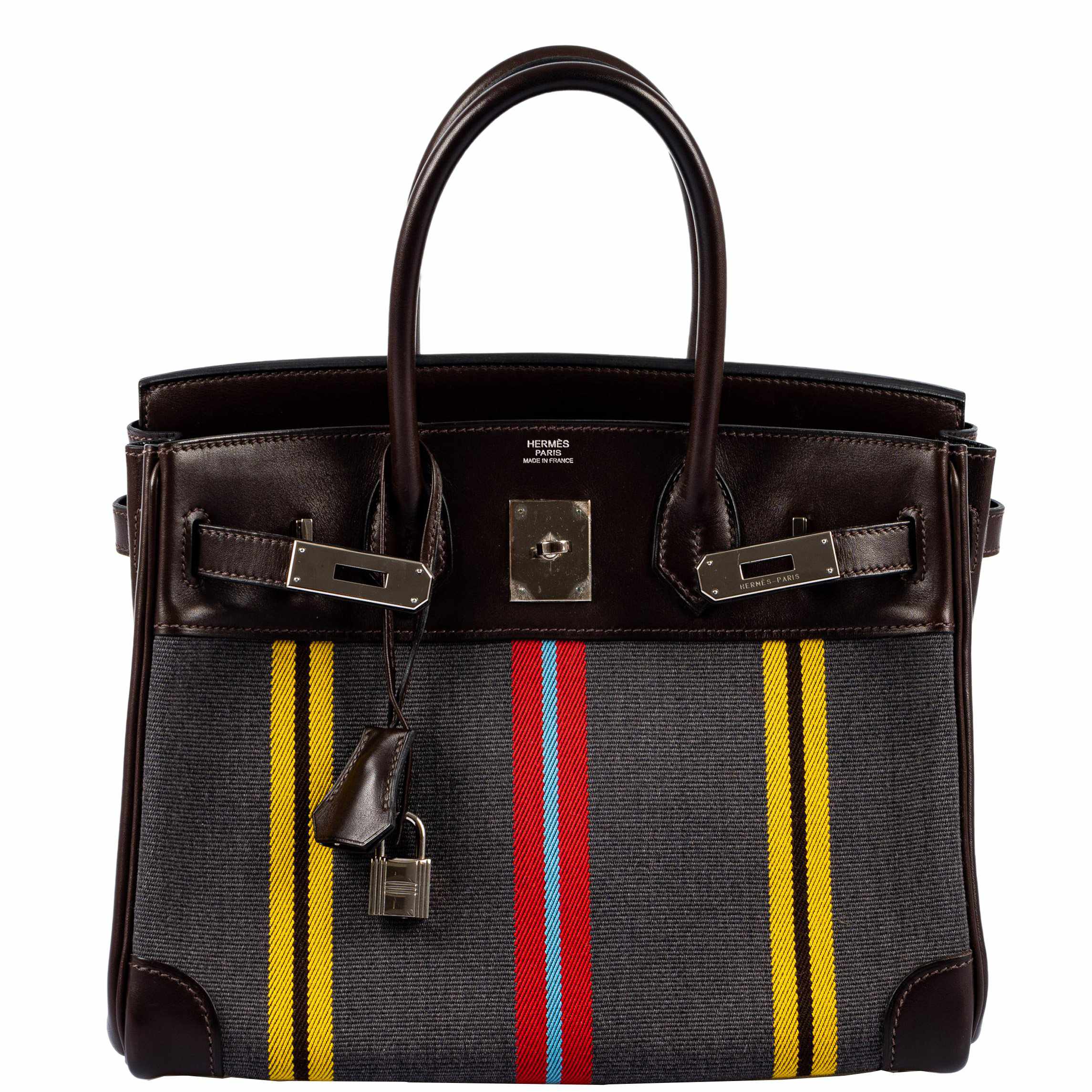 Hermès Birkin 30 Marron Fonce Box Calf & Jumping Canvas Palladium Hardware