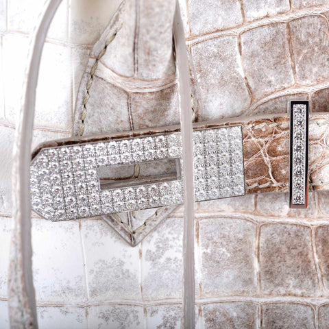 Hermes Birkin 25 Himalaya Niloticus Crocodile Diamond Encrusted Hardware