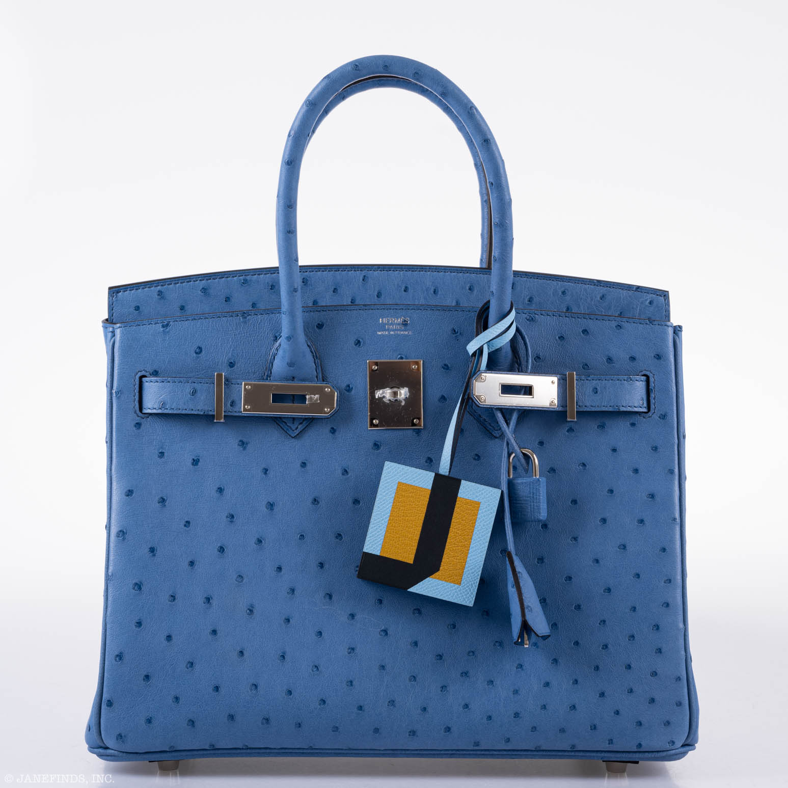 Hermès Birkin 30 Mykonos Ostrich Palladium Hardware - 2016, A