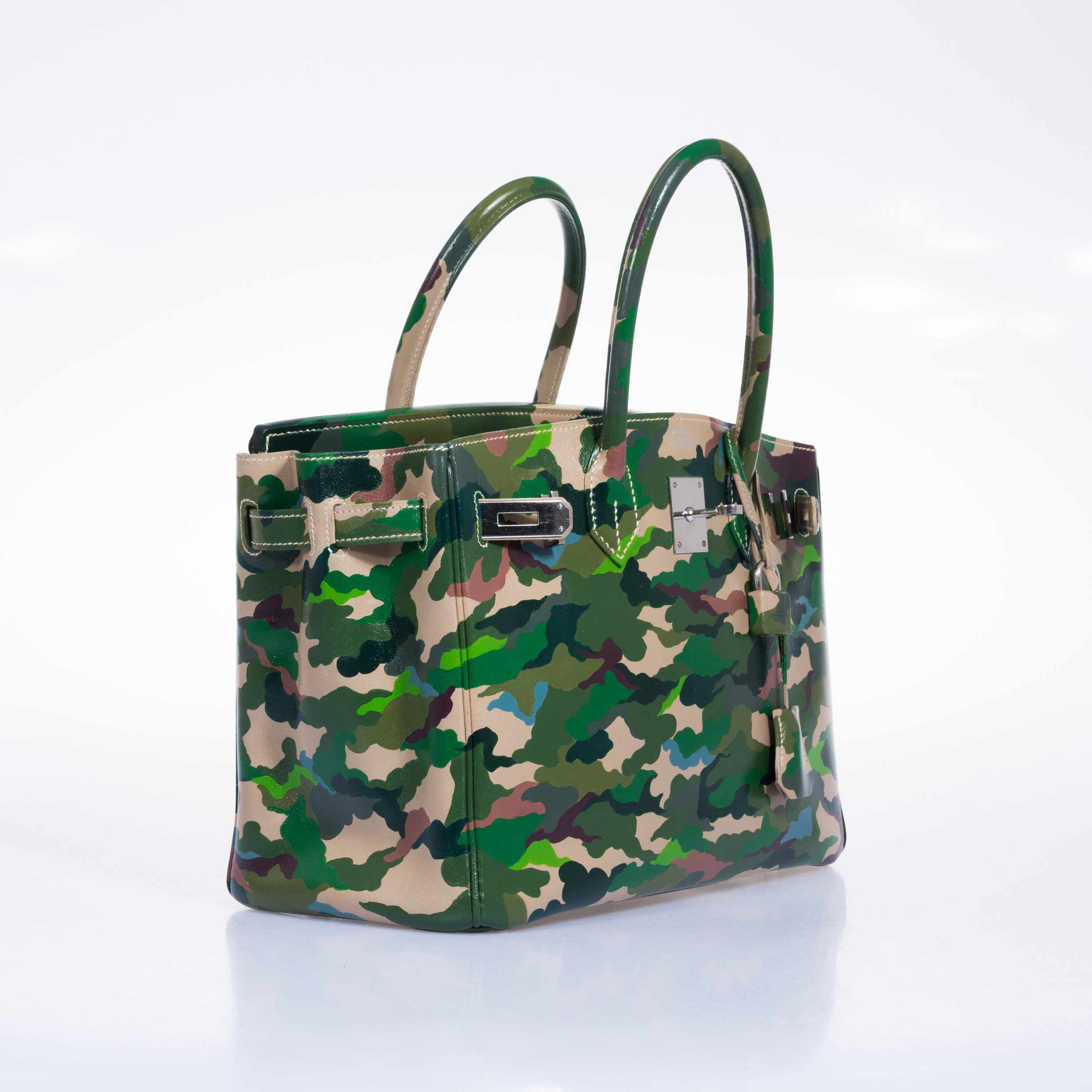 Hermès Birkin 30 Parchment Box Camouflage Palladium Hardware * JaneFinds Custom Shop