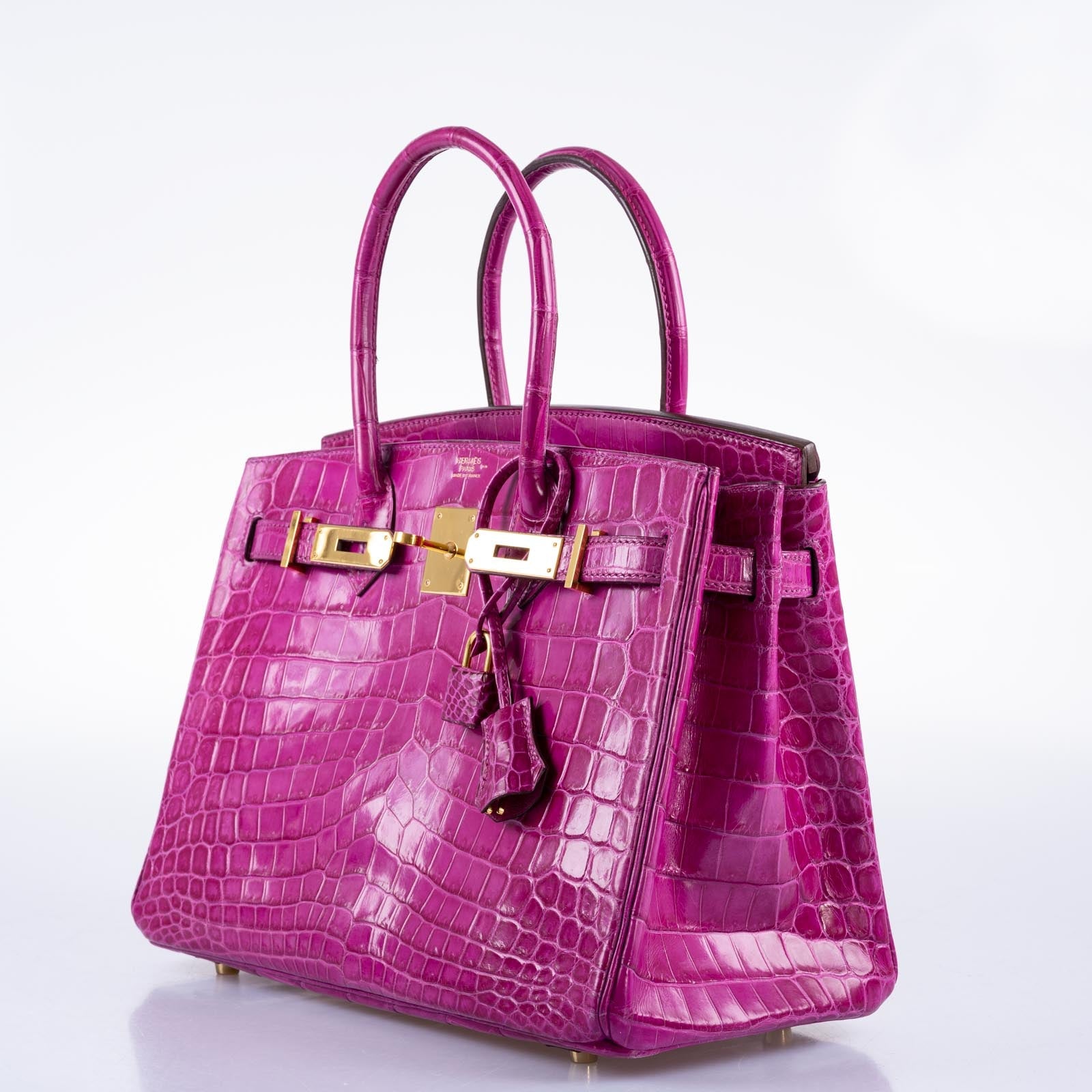Hermès Birkin 30 Rose Scheherazade Shiny Niloticus Crocodile Gold Hardware