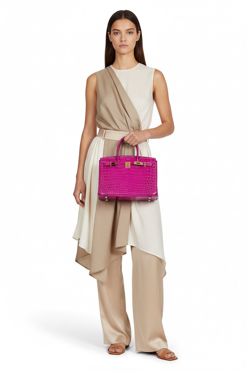 Hermès Birkin 30 Rose Scheherazade Shiny Niloticus Crocodile Gold Hardware