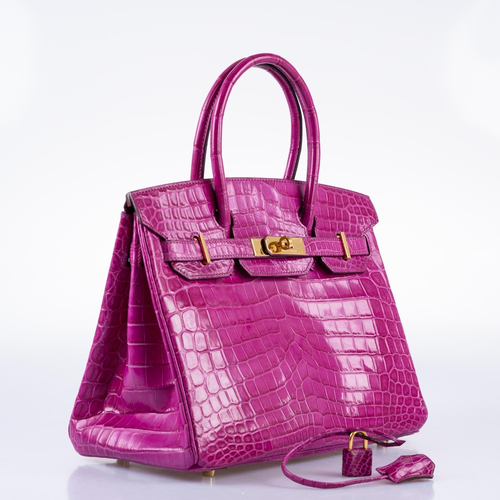 Hermès Birkin 30 Rose Scheherazade Shiny Niloticus Crocodile Gold Hardware