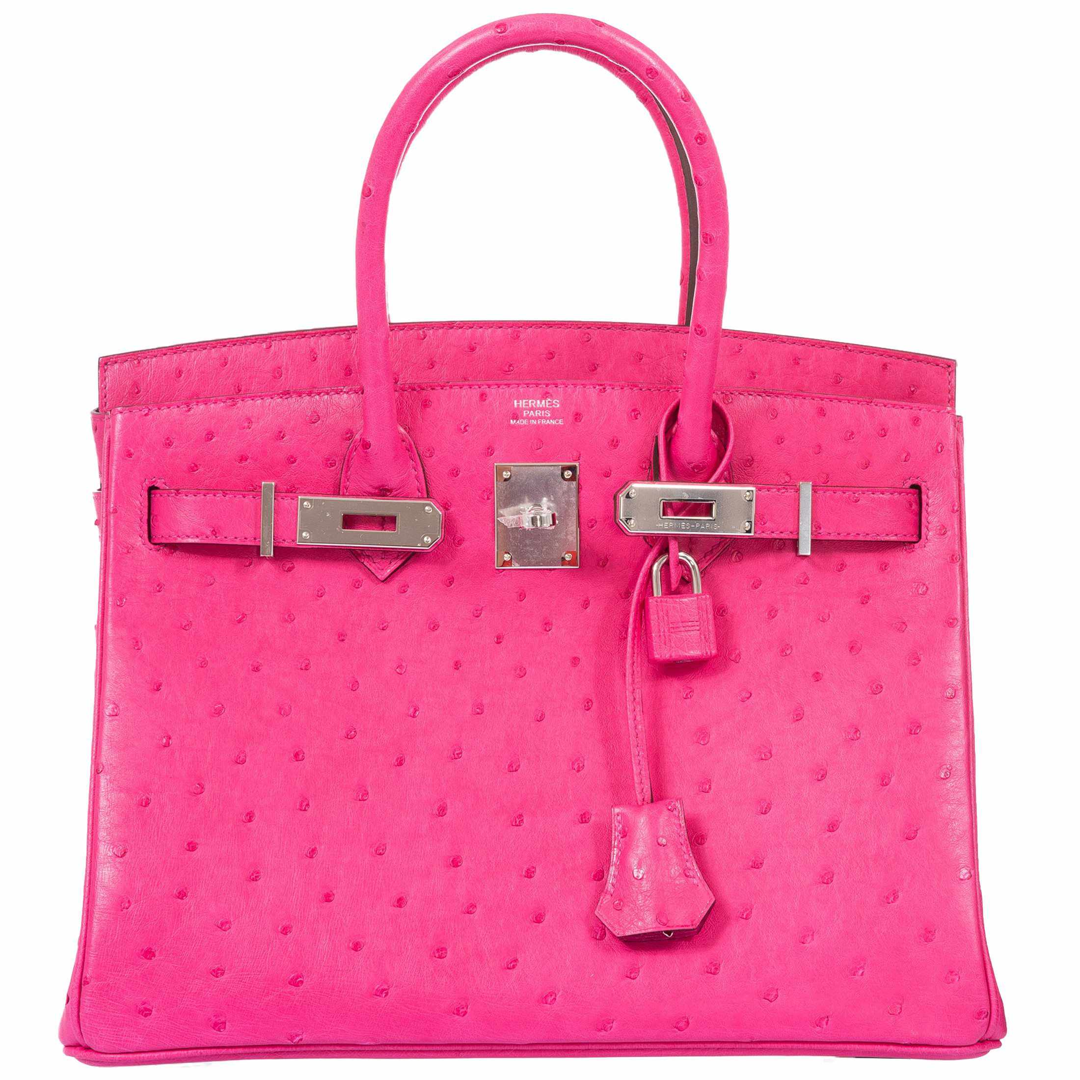 Hermès Birkin 30 Rose Tyrien Ostrich Palladium Hardware | JANEFINDS