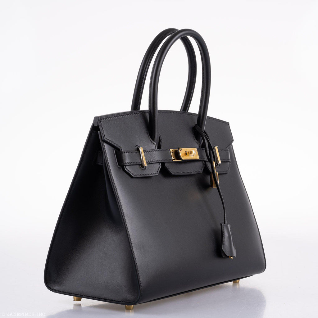 Hermès Birkin 30 Sellier Black Veau Monsieur Leather Gold Hardware ...