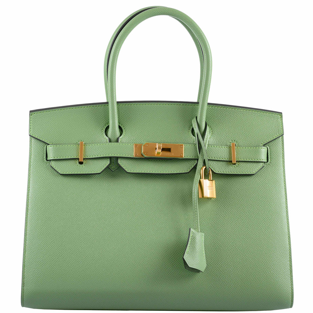 Hermès Birkin 30 Sellier Vert Criquet Madame Grain Gold Hardware