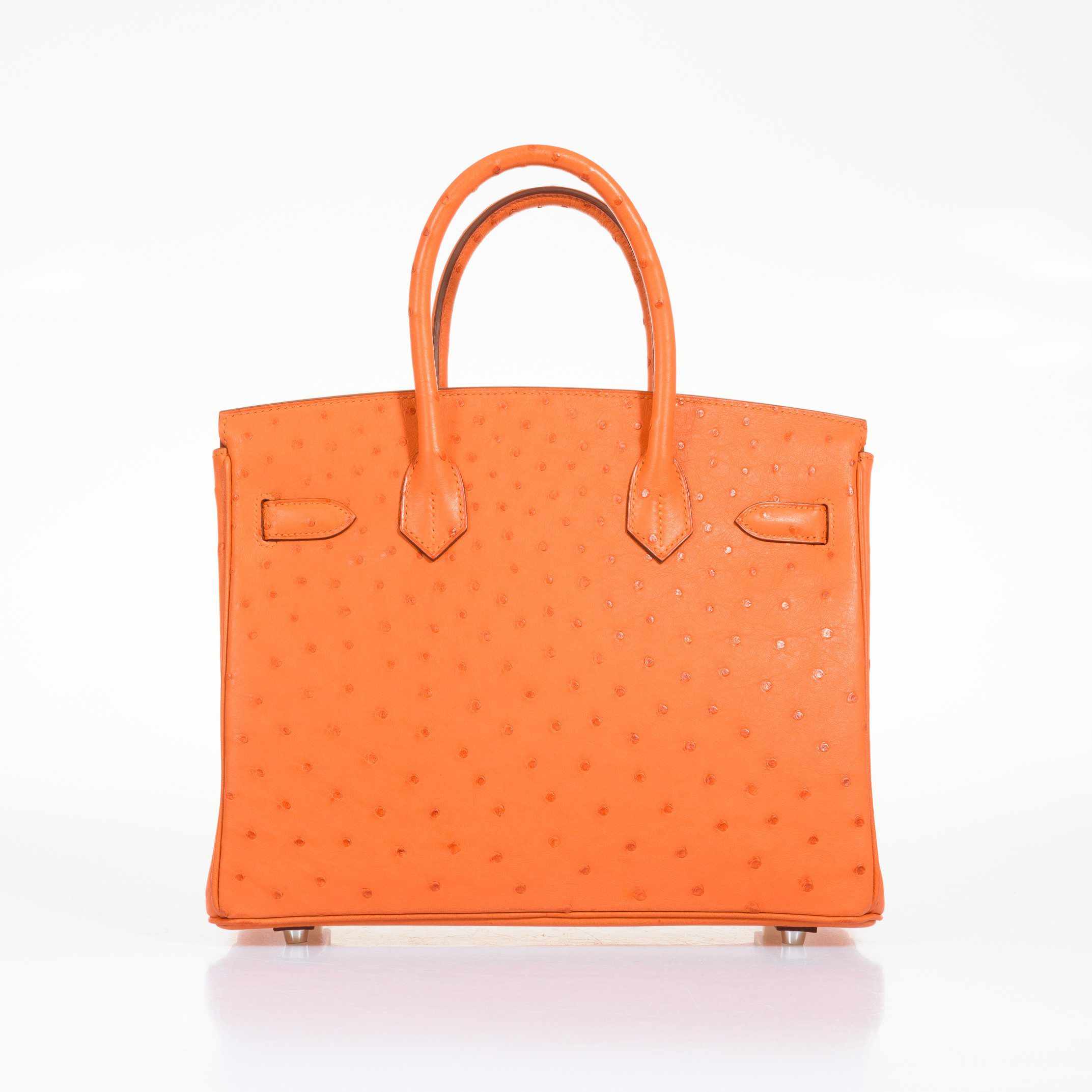 Hermès Birkin 30 Tangerine Ostrich Palladium Hardware