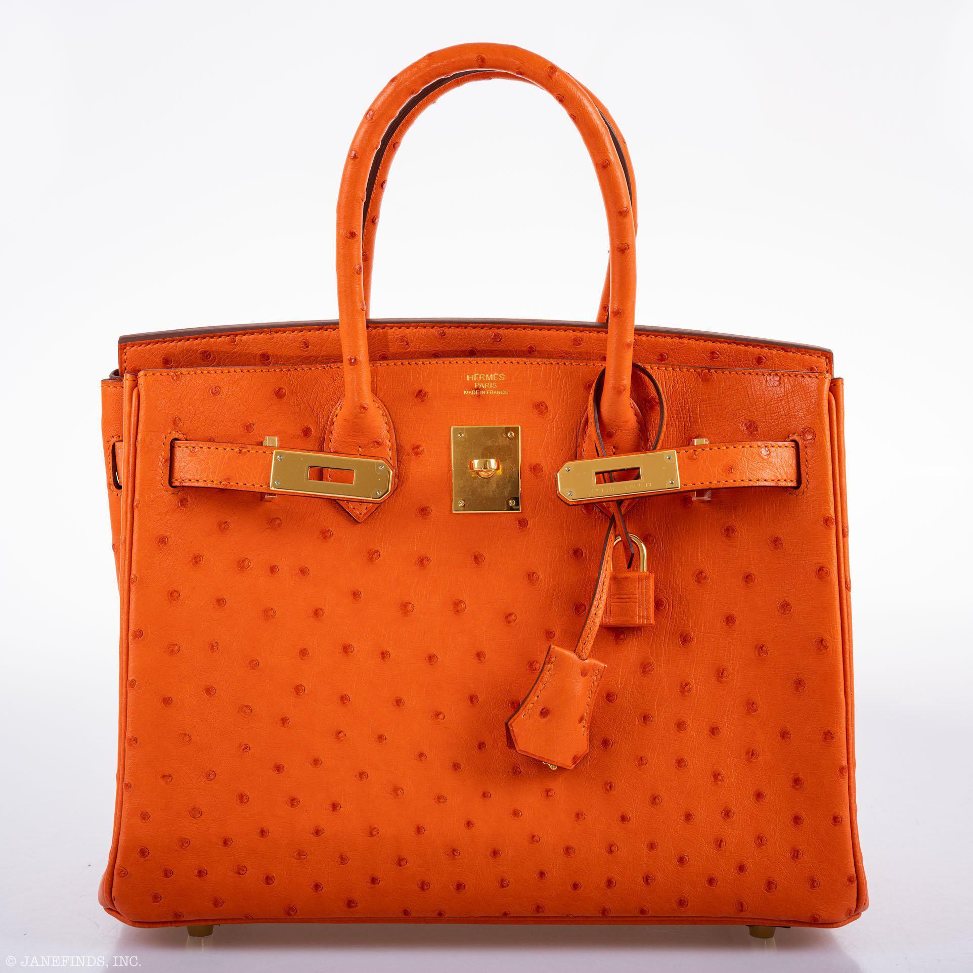 Hermès Birkin 30 Tangerine Ostrich with Gold Hardware