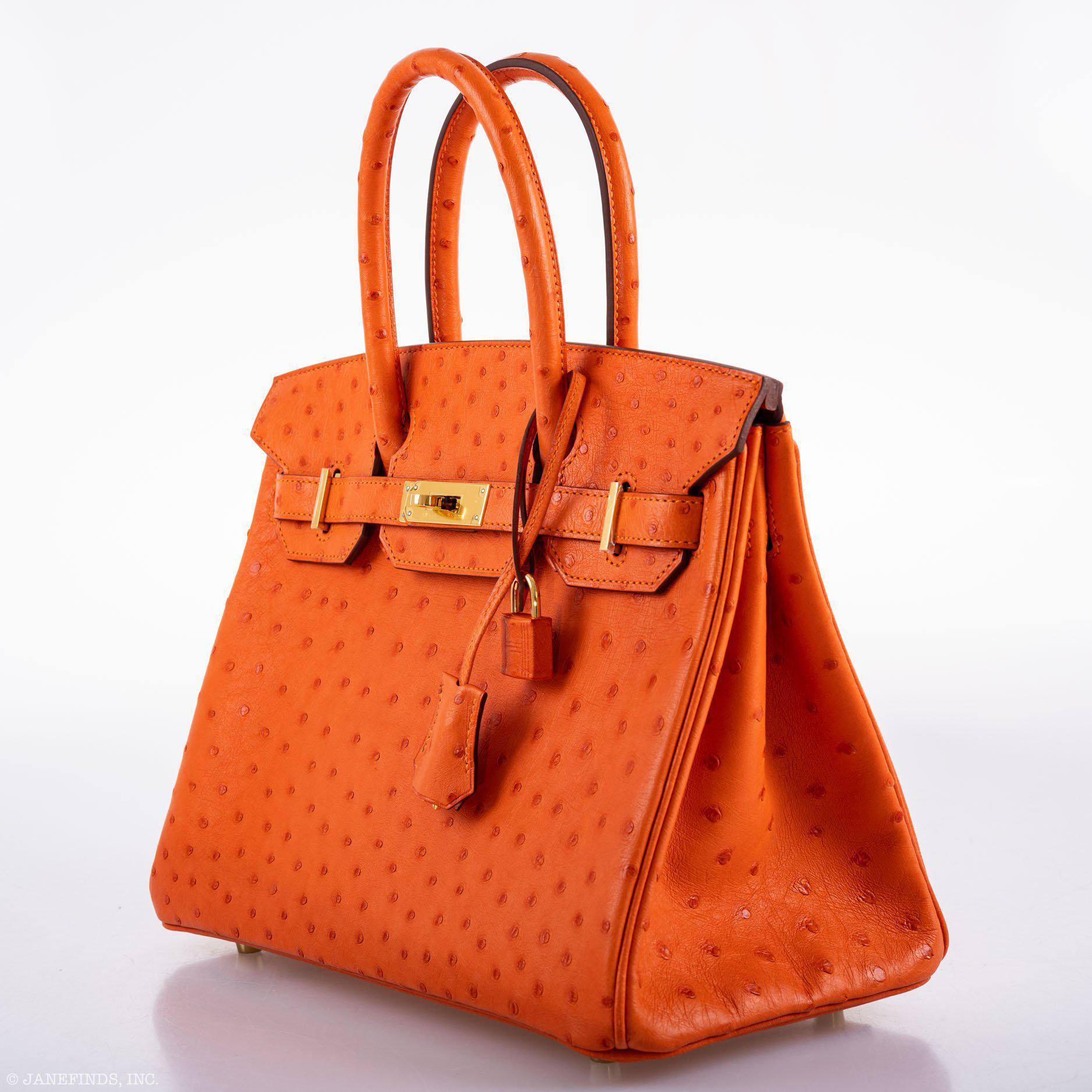 Hermès Birkin 30 Tangerine Ostrich with Gold Hardware
