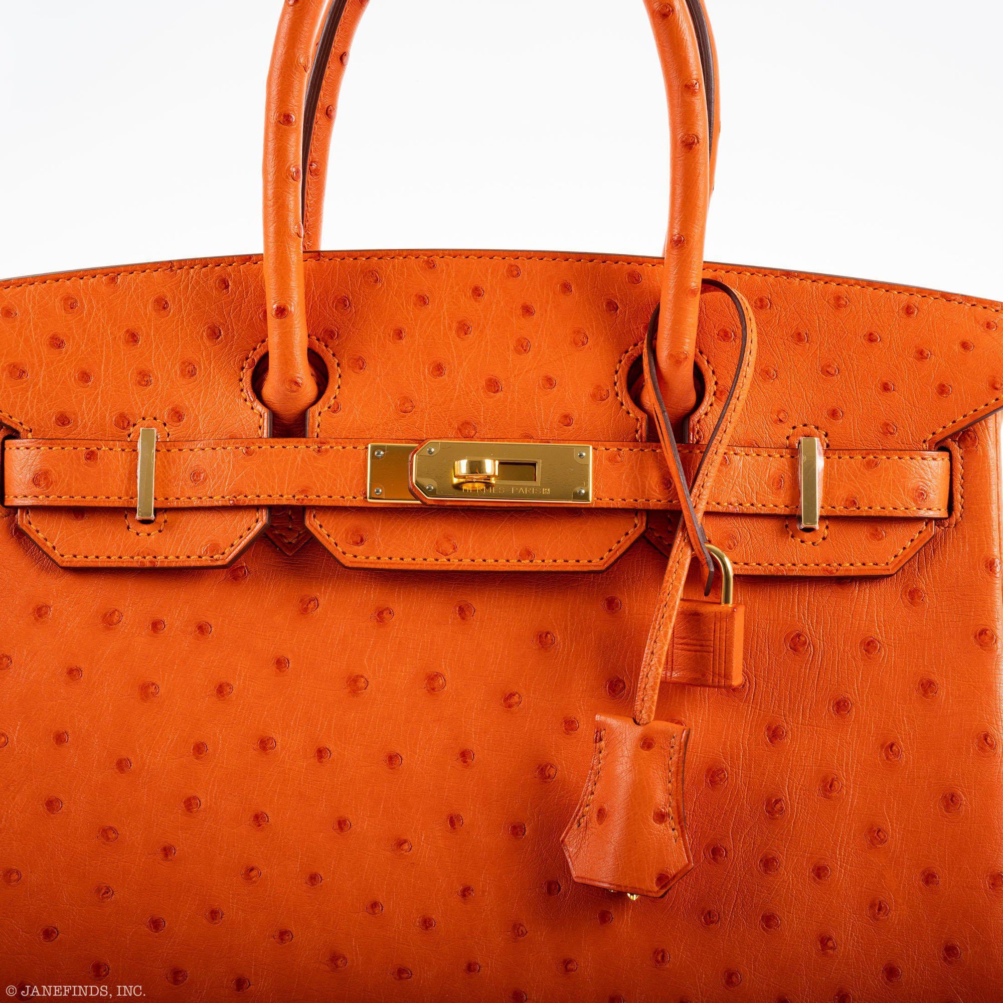 Hermès Birkin 30 Tangerine Ostrich with Gold Hardware