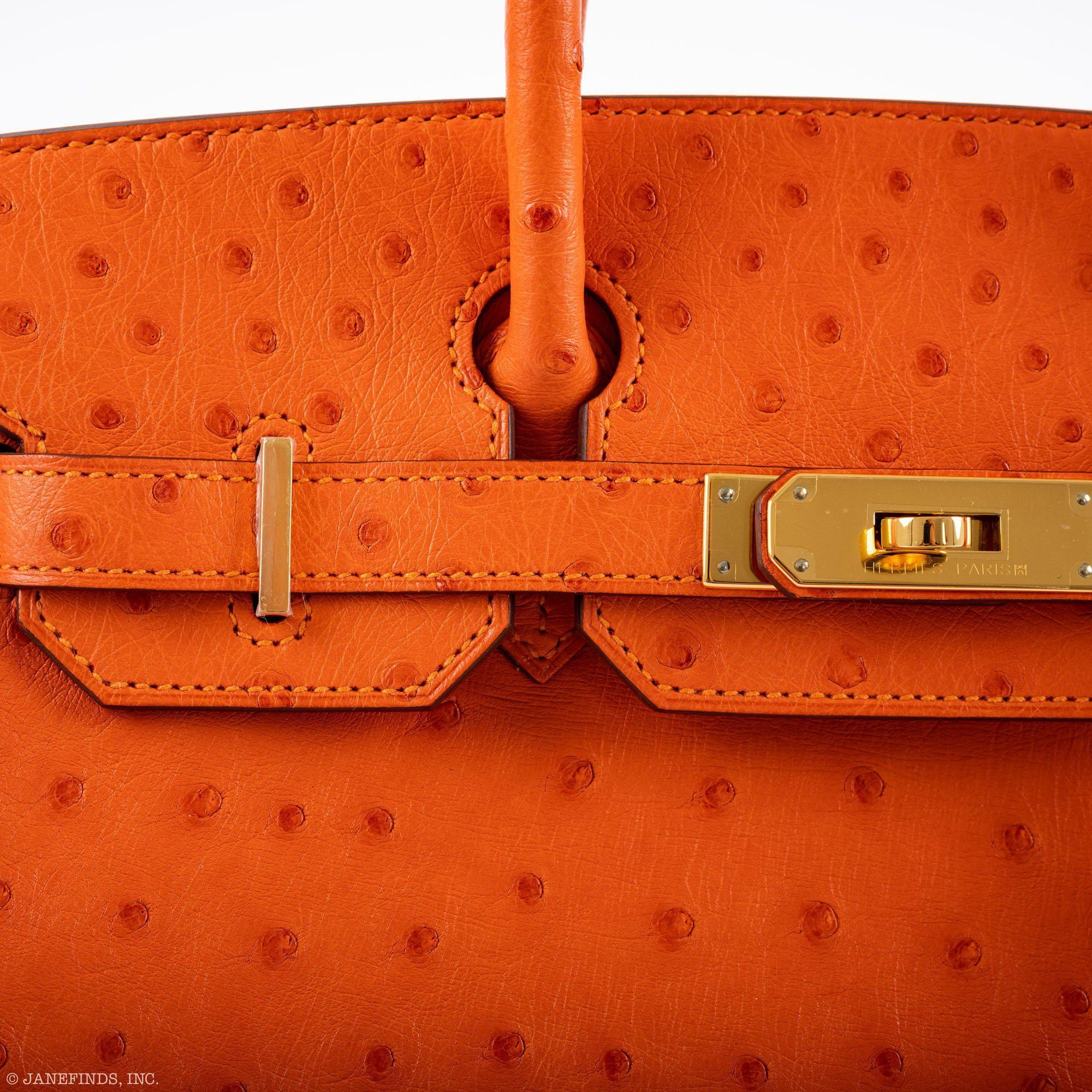 Hermès Birkin 30 Tangerine Ostrich with Gold Hardware