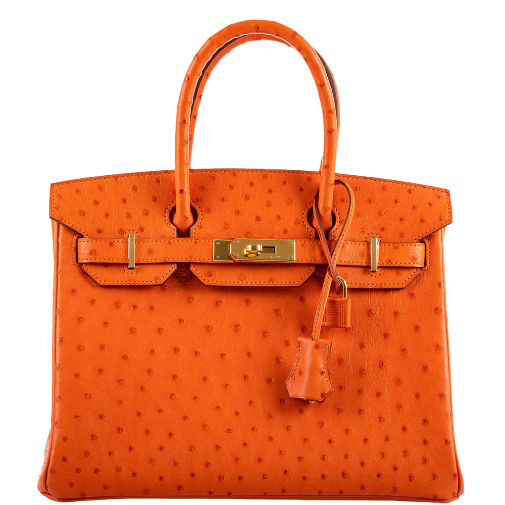 Hermès Birkin 30 Tangerine Ostrich with Gold Hardware