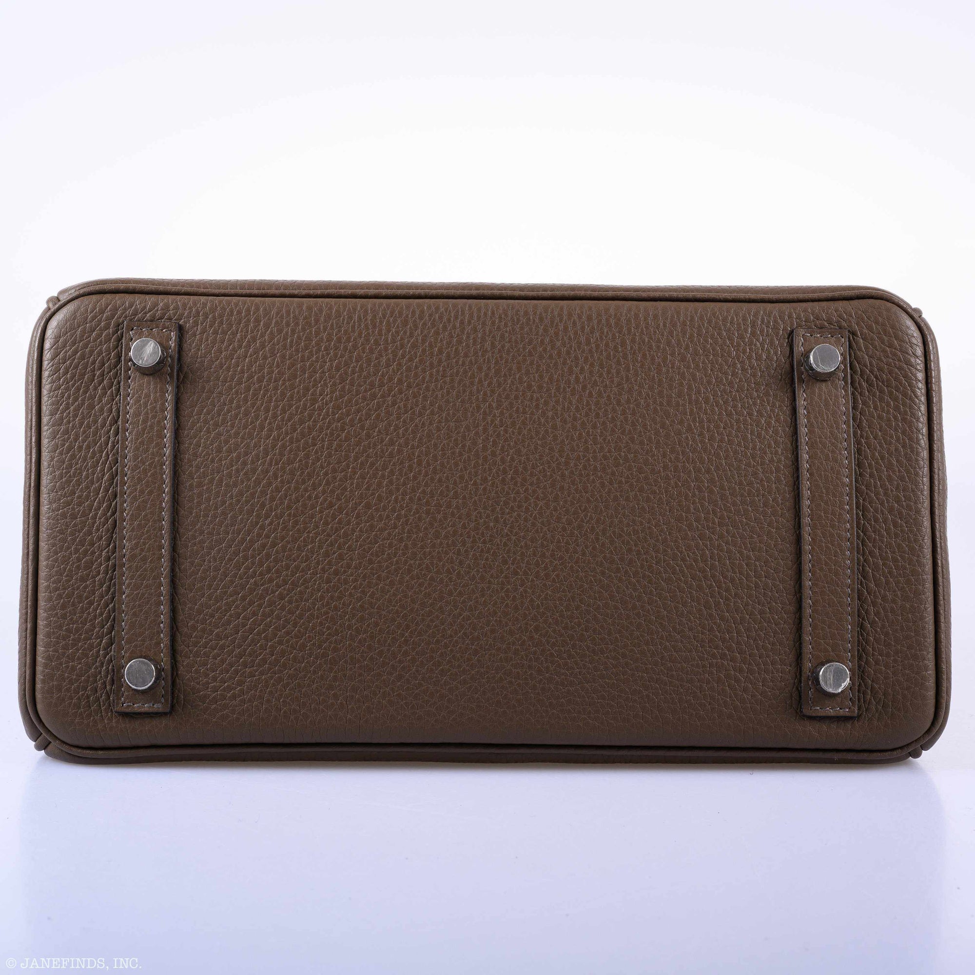 Hermès Birkin 30 Verso Taupe & Blue Agate Clemence Palladium Hardware