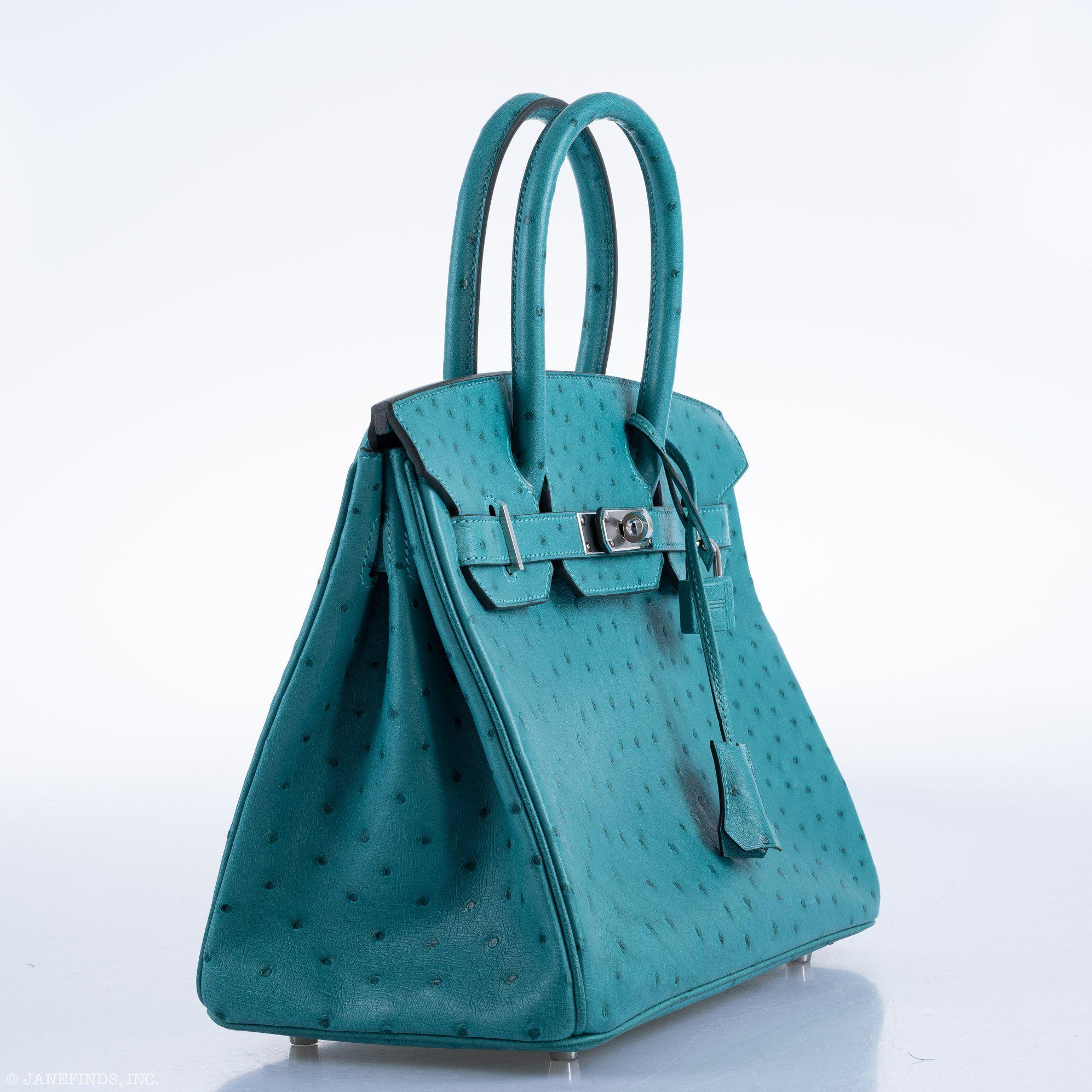 Hermès Birkin 30 Vert Verone Ostrich Palladium Hardware